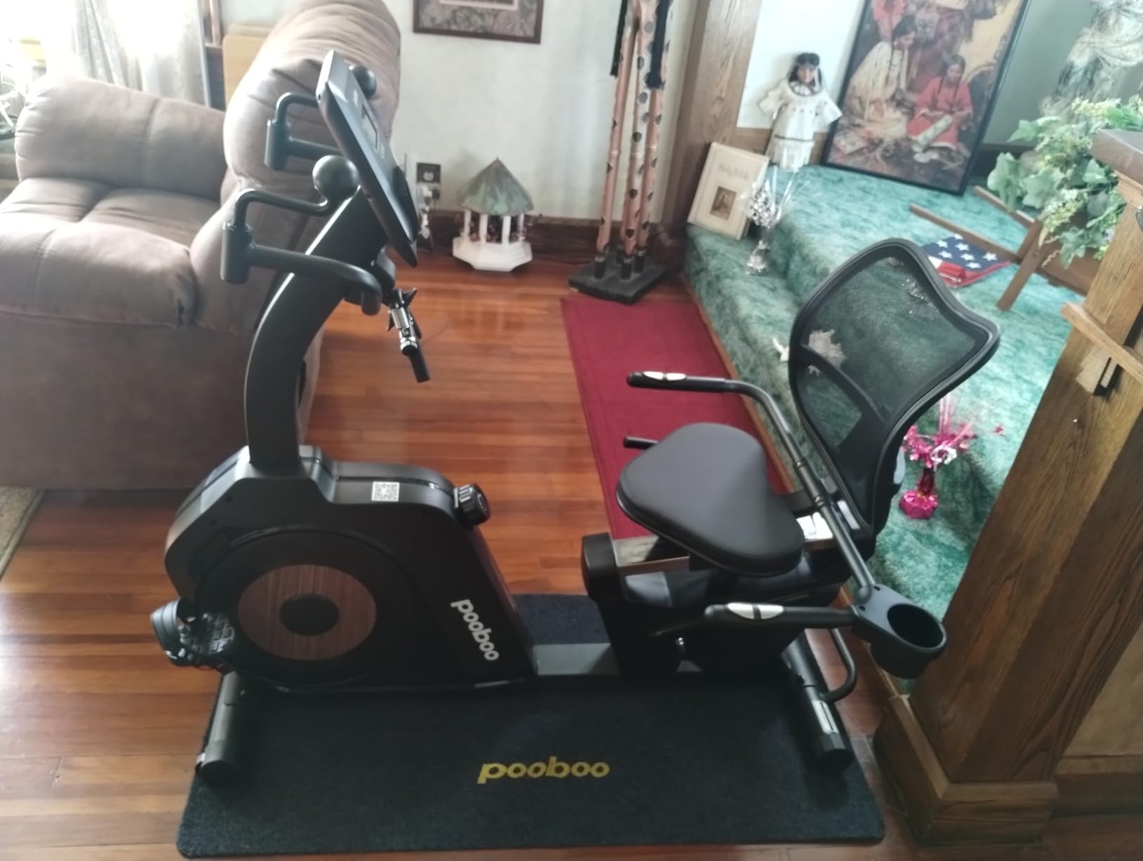 pooboo Recumbent Exercise Bike, Stationary Bikes for Home with Arm Exerciser, Magnetic Recumbent Bike with Ergonomic Backrest & Comfortable Seat, Smart APP, Pulse Sensor, 400LBS Weight Capacity customer photo 1