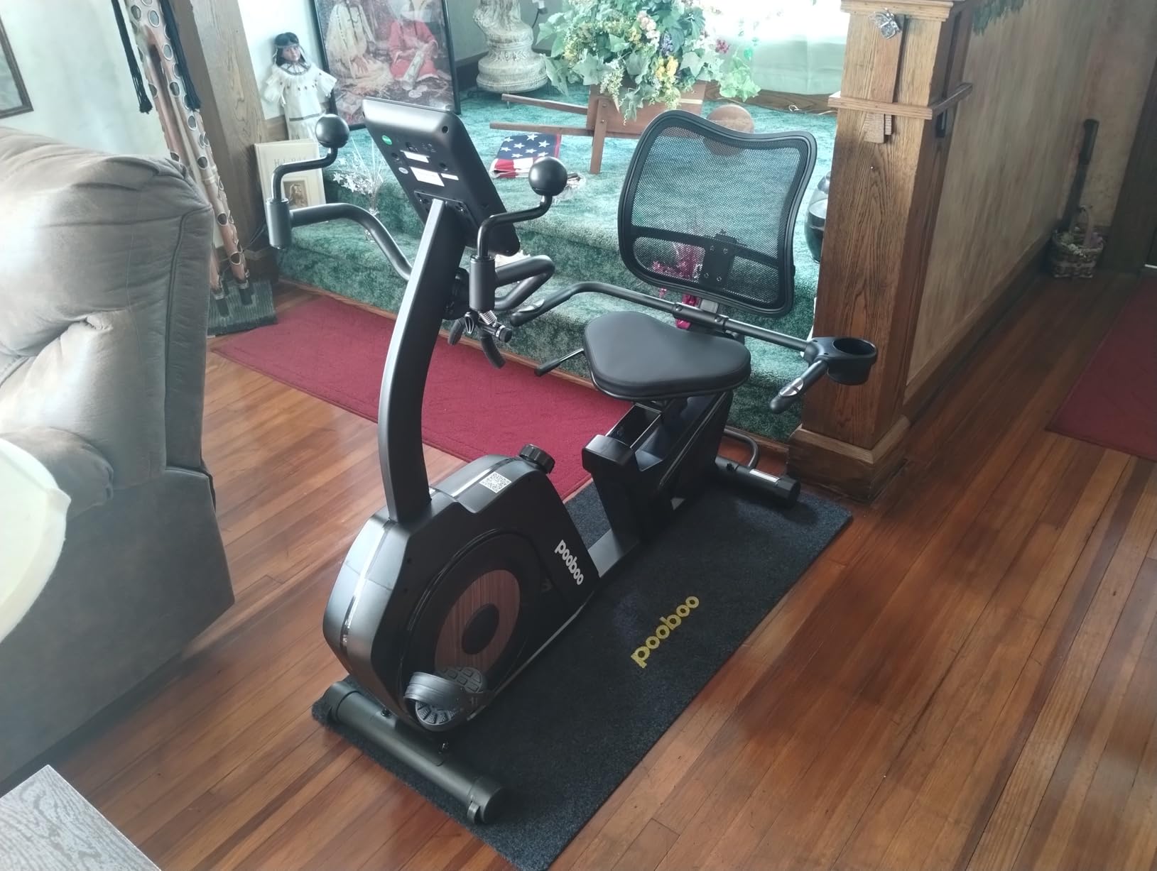 pooboo Recumbent Exercise Bike, Stationary Bikes for Home with Arm Exerciser, Magnetic Recumbent Bike with Ergonomic Backrest & Comfortable Seat, Smart APP, Pulse Sensor, 400LBS Weight Capacity customer photo 2