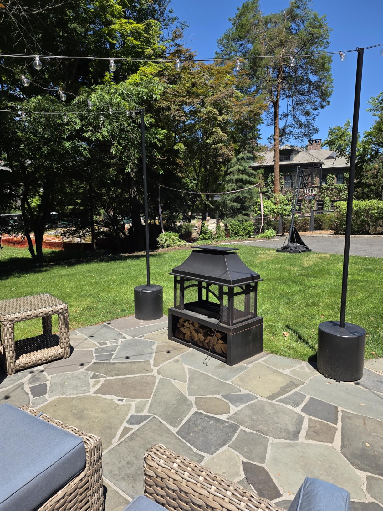 Panovue 39 Inch Fire Pits with Outdoor Chimney and Wood Storage | Large Outdoor Fireplace, Mesh Spark Screen, Fire Poker Included, Built-In Log Storage, For Backyard Patio Camping customer photo 2