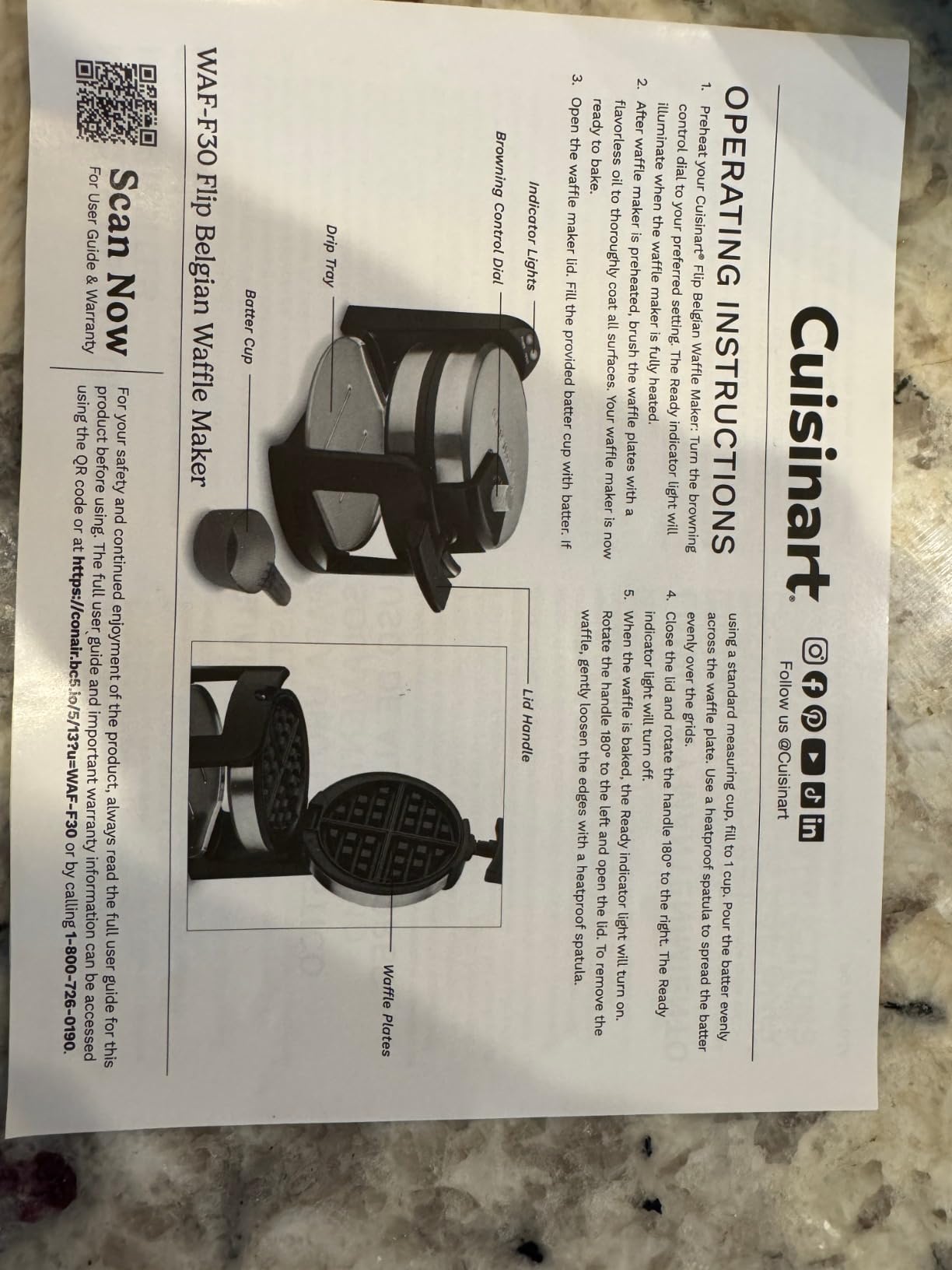 Cuisinart Flip Belgian Waffle Maker, NonStick, Stainless Steel, 1
