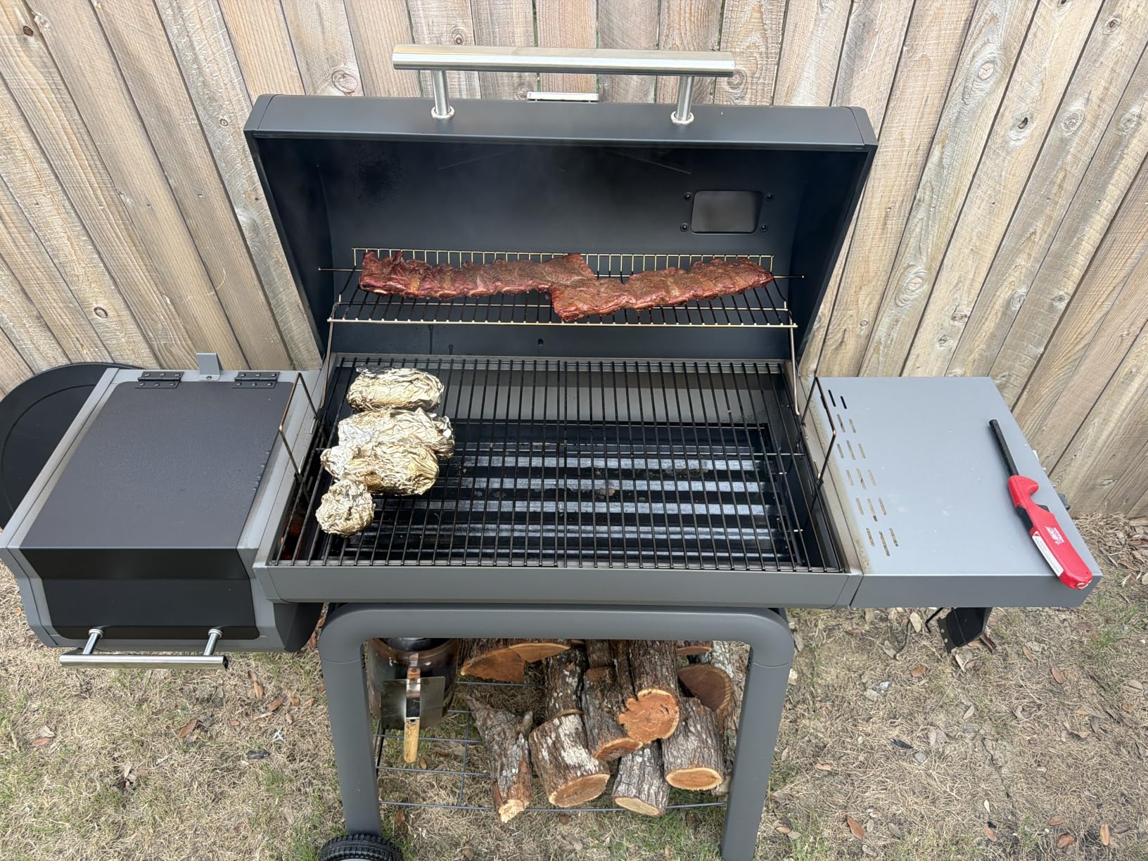 Feasto Heavy-Duty 30-Inch Charcoal Grill with Offset Smoker Grill | Side Table & 815 Sq. In Cooking Space, Outdoor BBQ Grill for Outdoor Barbecue in Backyard, Patio and Parties, Black customer photo 2