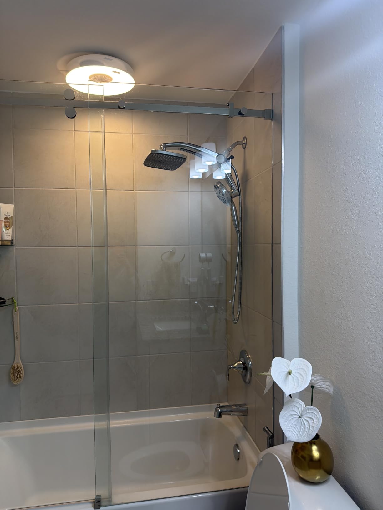 12-Inch High Pressure Rain Shower Head with Handheld Spray Combo, Magnetic | Dual shower heads; one-piece bracket adjusts height and angle; 9 settings: 8 sprays + 1 Power Jet for cleaning; easy install customer photo 2