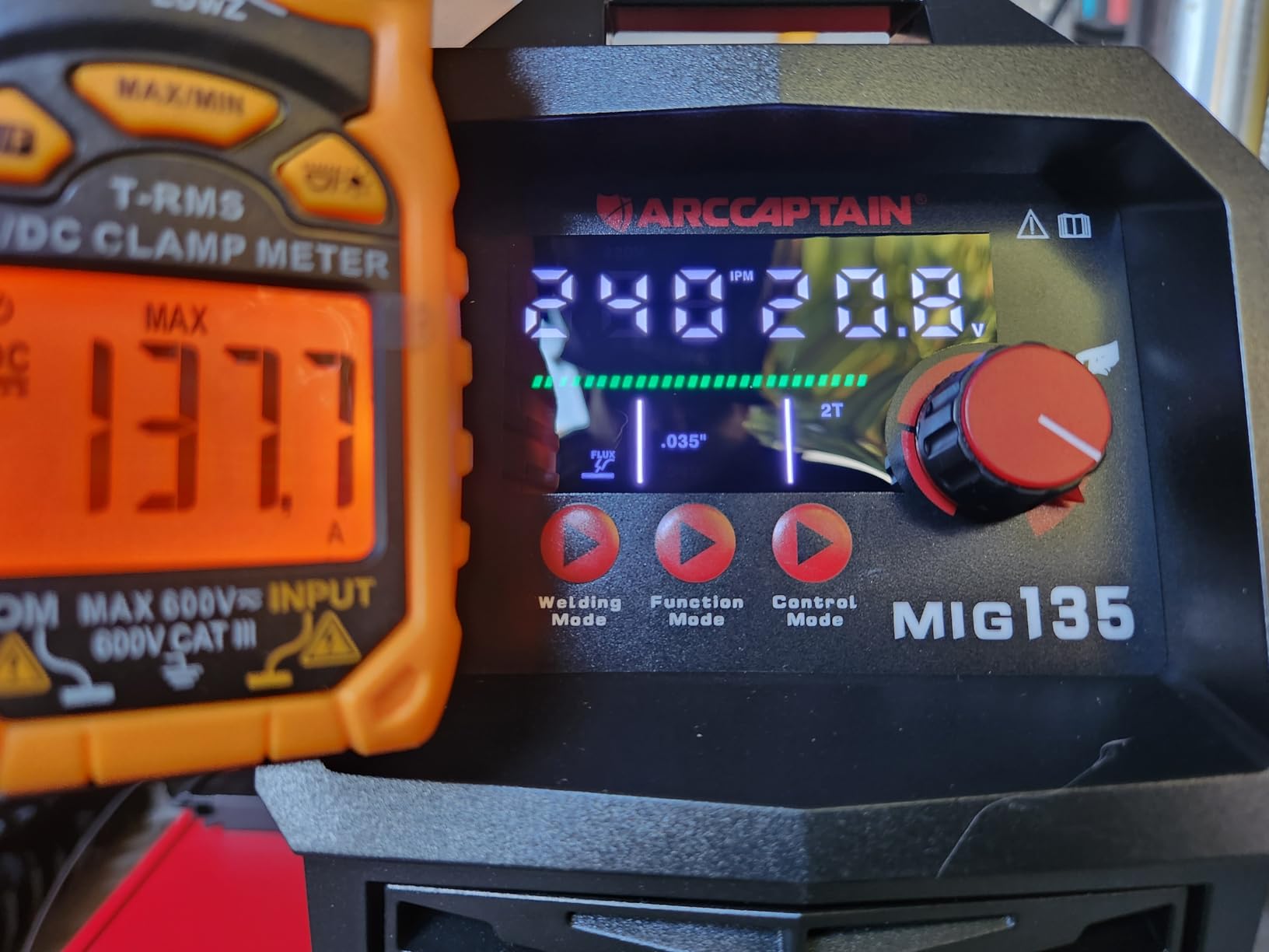 ARCCAPTAIN 135A MIG Welder [Large LED Display] 110V Welder Flux Core MIG, Lift TIG, Stick, 3 in 1 Welding Machine Gasless MIG Welder Machine 110V, IGBT Inverter Welder with Synergy, 2T/4T customer photo 1