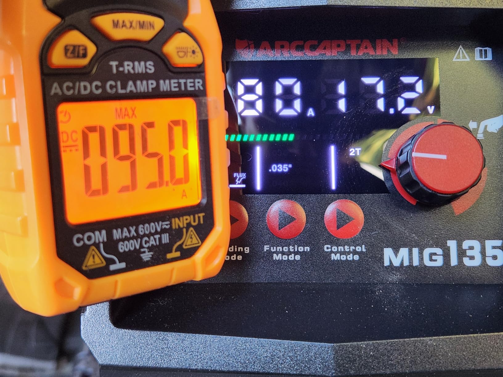 ARCCAPTAIN 135A MIG Welder [Large LED Display] 110V Welder Flux Core MIG, Lift TIG, Stick, 3 in 1 Welding Machine Gasless MIG Welder Machine 110V, IGBT Inverter Welder with Synergy, 2T/4T customer photo 2
