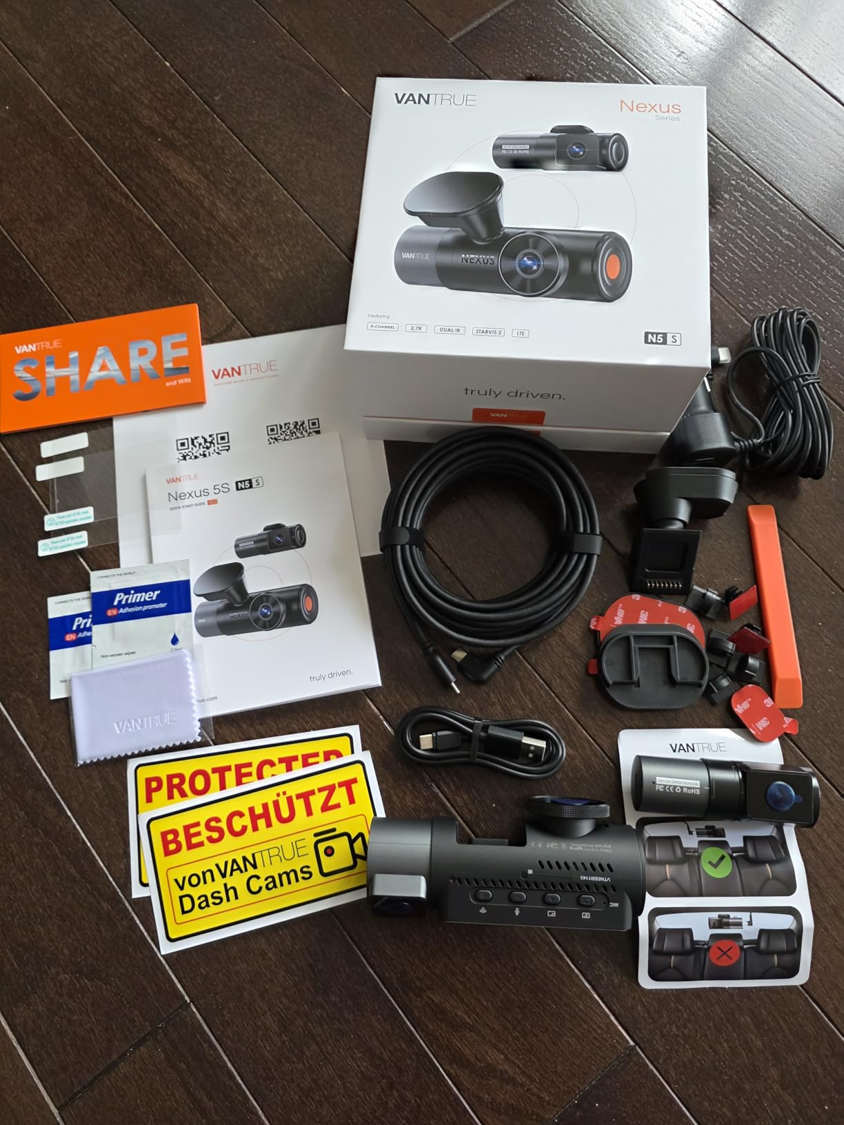 Vantrue N5S 4 Channel 360 Degree 2.7K Dash Cam | 2.7K+1080P*2+1440P Front and Rear Dashcam, STARVIS 2 Night Vision, 24/7 Parking Mode, WiFi, Voice Control, Dual GPS, 1TB Max customer photo 1