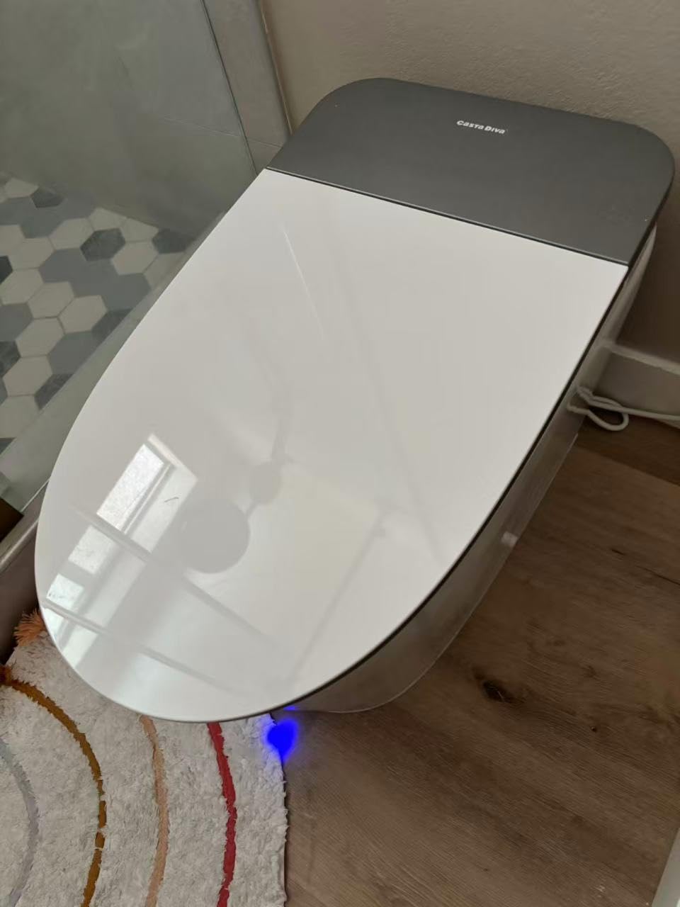 Casta Diva Smart Toilet With Bidet Built In Auto Open Close Lid CD-K030PRO | 1000g MaP Flush, Heated Comfort Seat & Foam Dispenser, Foot Sensor, Bidet Toilet with Tank, Quiet Flush, Warm Water, Dryer customer photo 1