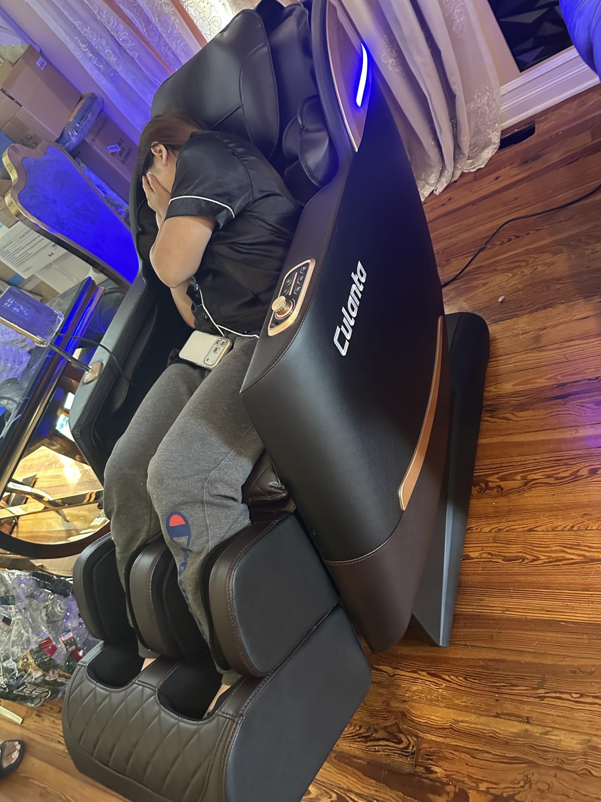 Culanta Massage Chair Full Body, Zero Gravity SL-Track Shiatsu Massage Recliner Chair with Body Scan, Airbags, Foot Rollers, Deep Yoga Stretch, Heating (U1-Brown) customer photo 1