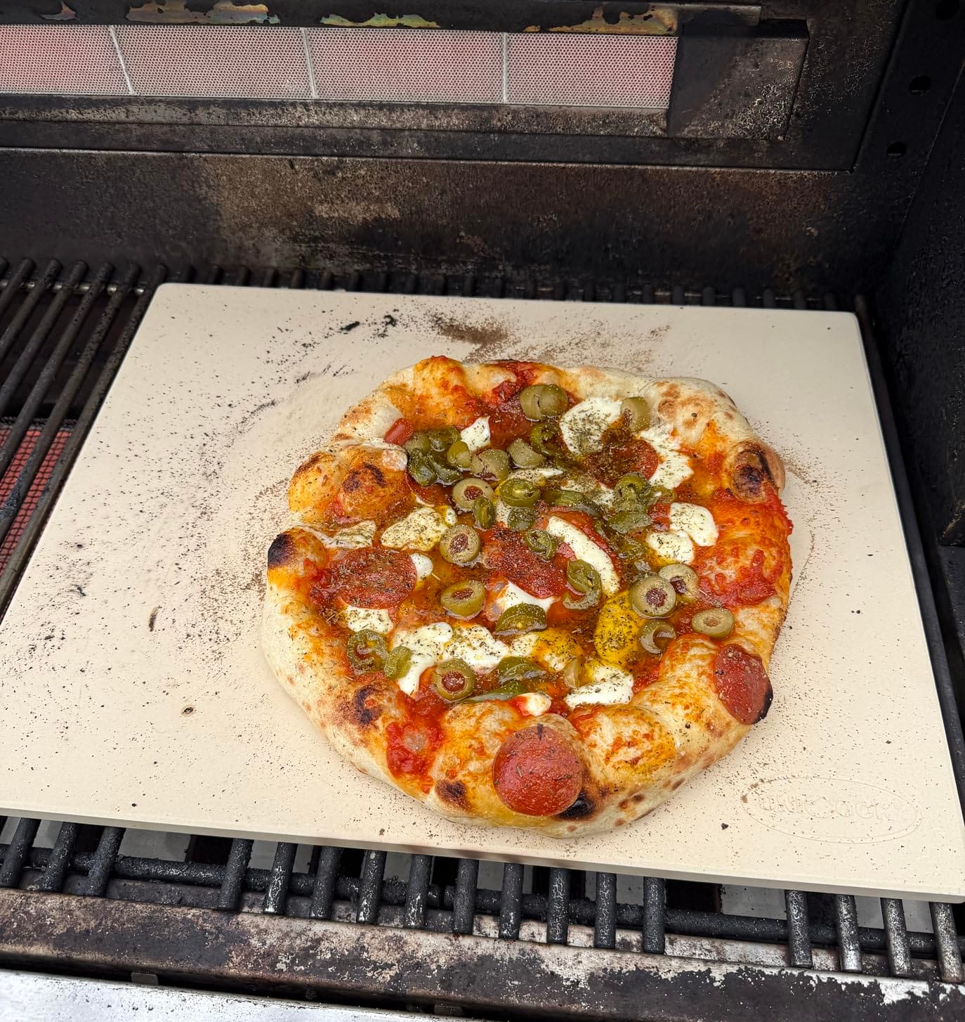 Unicook 20 x 16 Inch Extra Large Pizza Stone for Oven and Grill, 15.8 Lbs | Even Heating&Consistent Heat Retention, Creates Crispy Crust for 2 Small Pizzas, Bread, Cookies, Includes Dough Scraper customer photo 1
