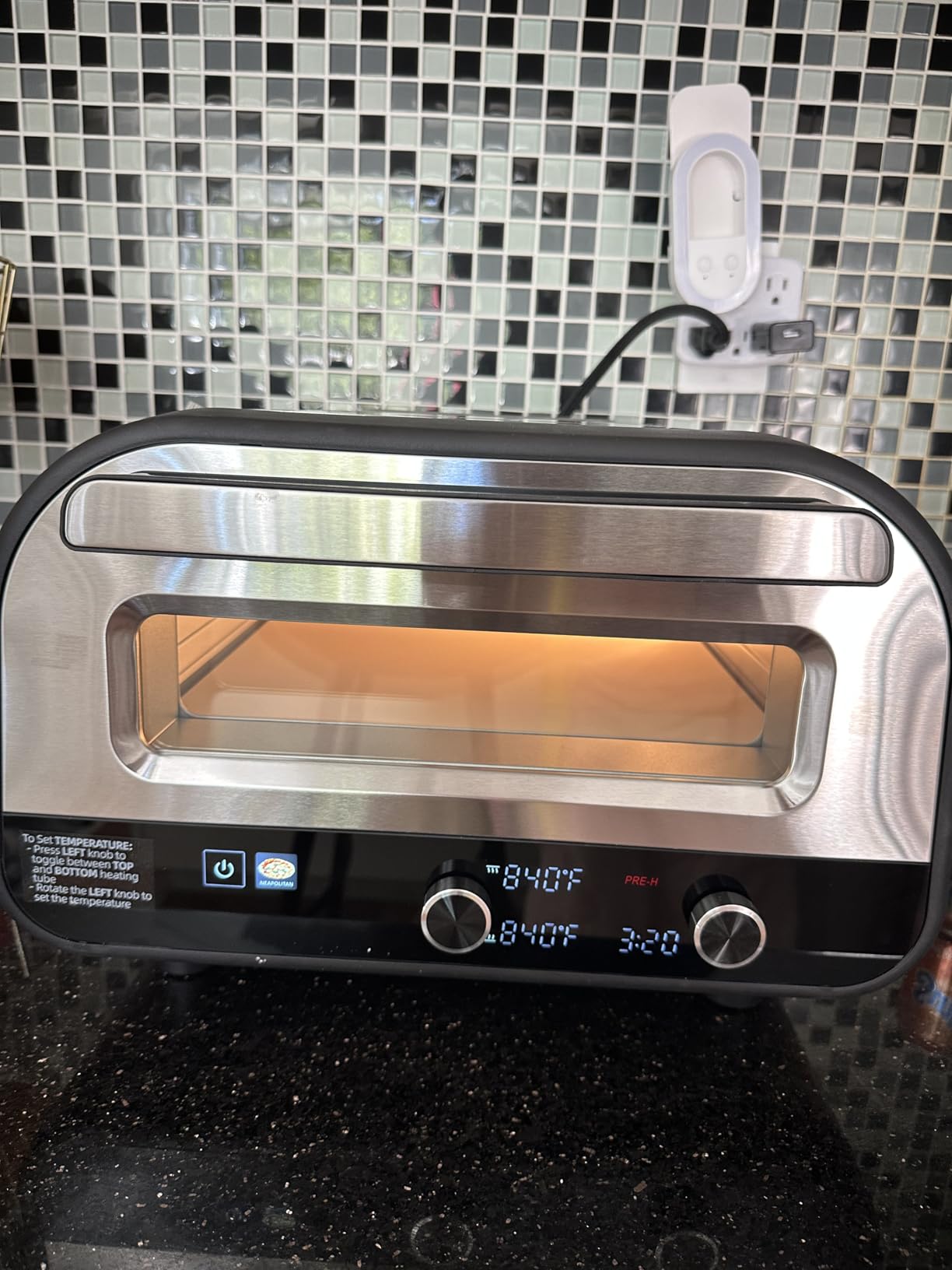 AMZCHEF Indoor Electric Pizza Oven 12-Inch Countertop 840°F Preset/Manual | Stainless steel, 1700W Dual Heating, Compact Design, 6 Presets for Neapolitan, NY-style and Frozen Pizza customer photo 1