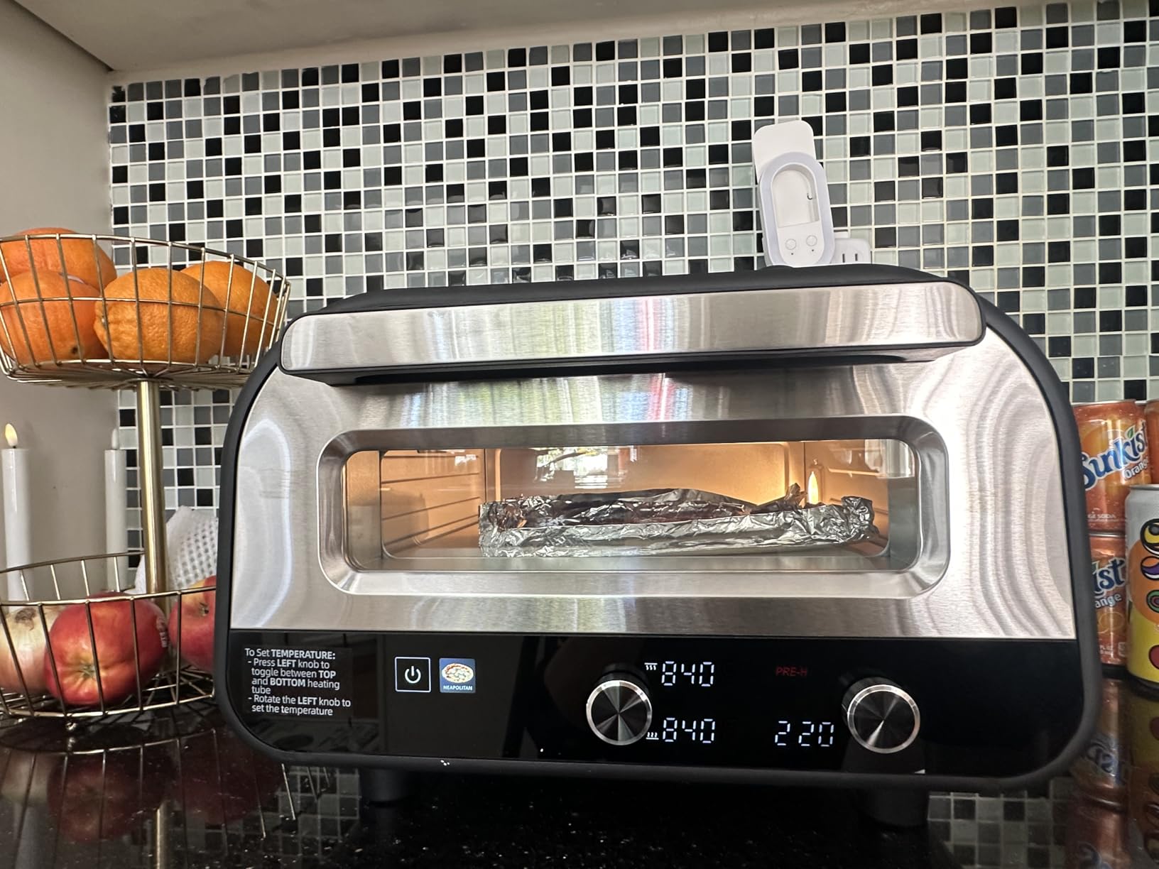 AMZCHEF Indoor Electric Pizza Oven 12-Inch Countertop 840°F Preset/Manual | Stainless steel, 1700W Dual Heating, Compact Design, 6 Presets for Neapolitan, NY-style and Frozen Pizza customer photo 2
