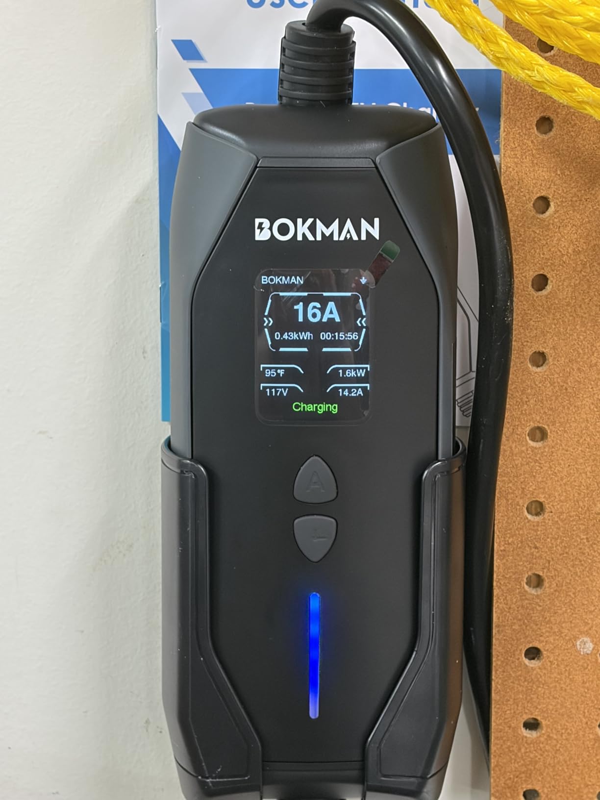 bokman Portable Level 1&2 EV Charger, 16A 20ft, NEMA 6-20P/5-15 Adapter | Dual 120V/240V, Adjustable 6-16A & 1-12H Delay timer, IP65, J1772 Connector customer photo 2