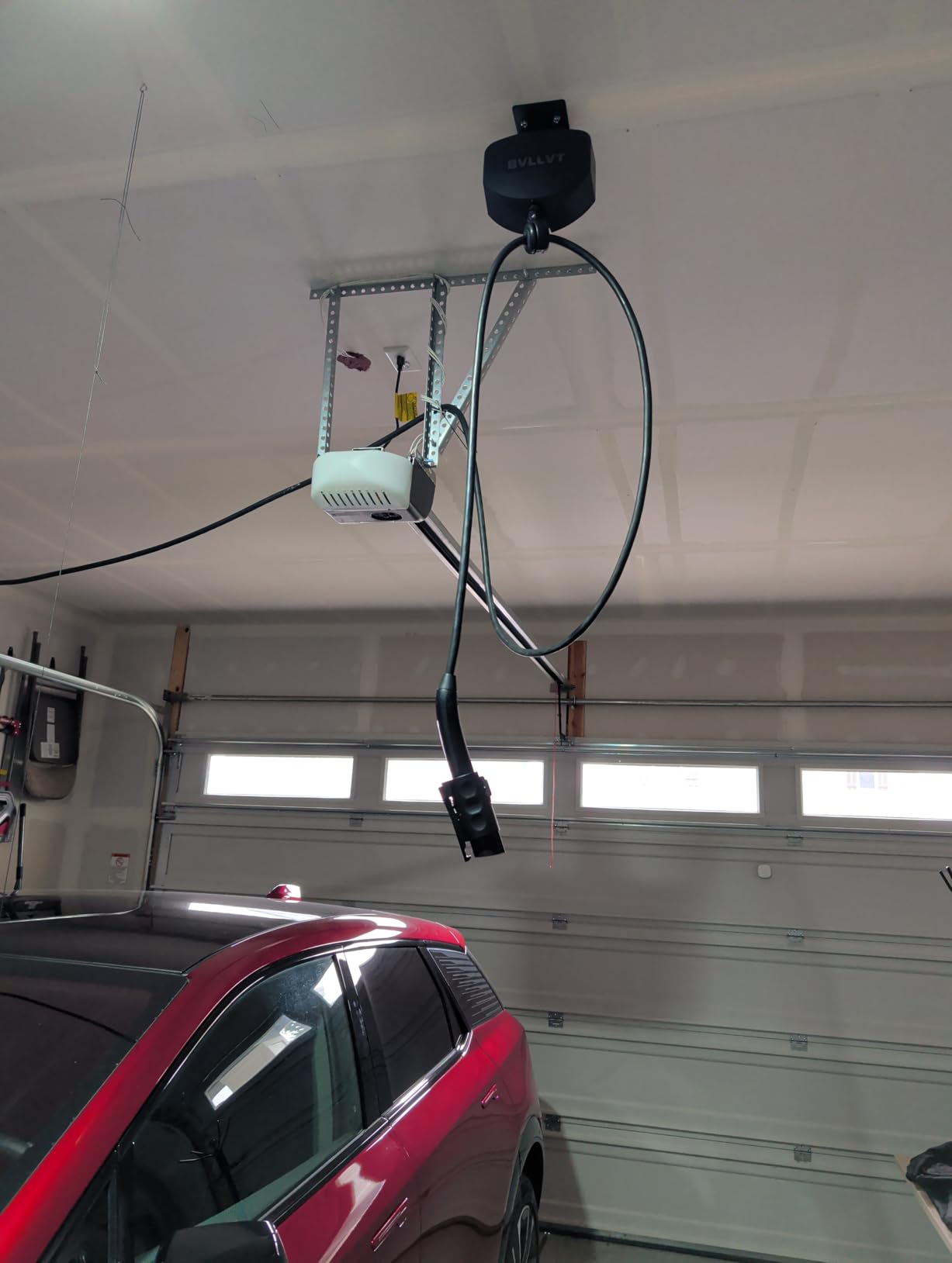 EV Charger Cable Retractor - 11.5ft Ceiling Mounted Automatic Retractable Cable Organizer for Electric Vehicle Charging, Universal Fits 95% of EV Charging Cables customer photo 2