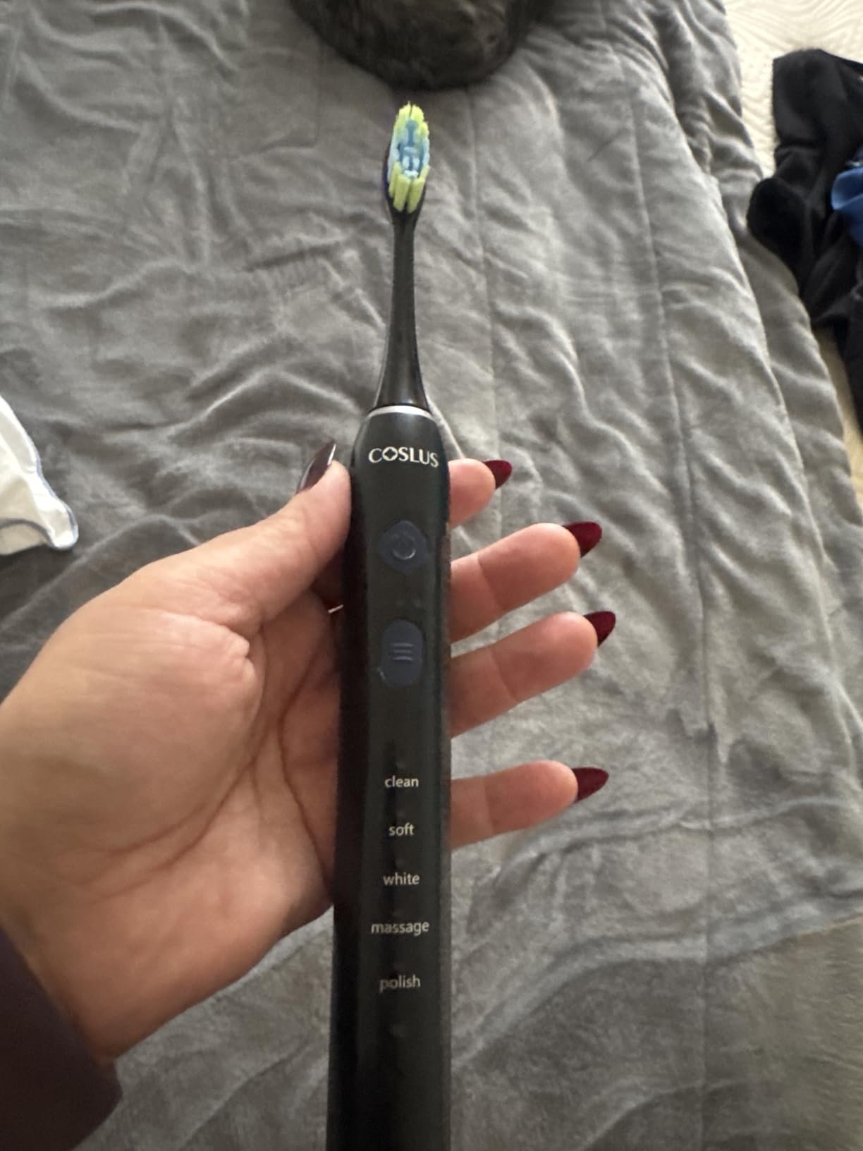 COSLUS C30 Electric Toothbrush for Adults, Effective Yet Gentle Ultra-Clean | 3 Intensities & 5 Modes, 2 Types Soft or Medium Firm Heads, Daily Care, Compact for Travel Home Family Use, 1PC, Black customer photo 1