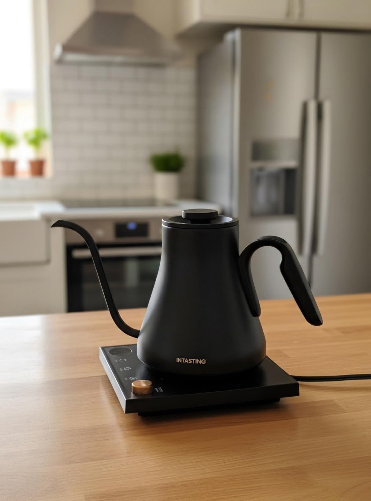 INTASTING Electric Kettle, Gooseneck Electric Kettle, ±1℉ Precise Temperature Control, Stainless Steel Interior, Quick Heating for Pour Over Coffee, Tea & Boiling Water, 0.9L (Black) customer photo 2