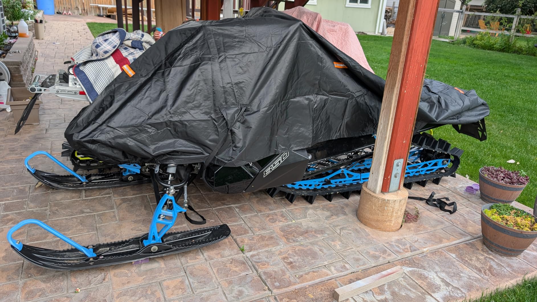 Snowmobile Cover 900D for Outdoor Storage, Waterproof Sled Cover | UV Protection, 2 Windproof Buckles, Air Vents, 4 Reflective Strips, Universal Trailerable customer photo 1