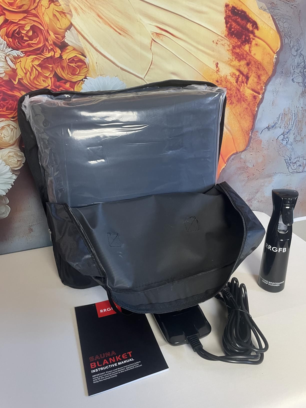 Infrared Sauna Blanket, Portable Dry Sauna Bag, PU Sleeveless-Black customer photo 2