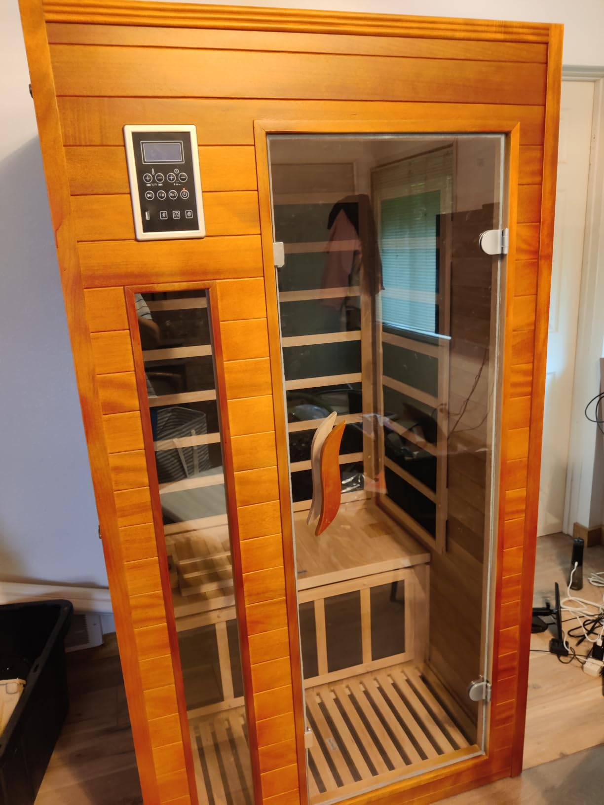 1-2 Person Infrared Sauna, Dry Heat Sauna with Red Light Therapy, Bluetooth, Radio, 7-Color Therapy Light for Home, Indoor, Gym, Wellness Center, 40