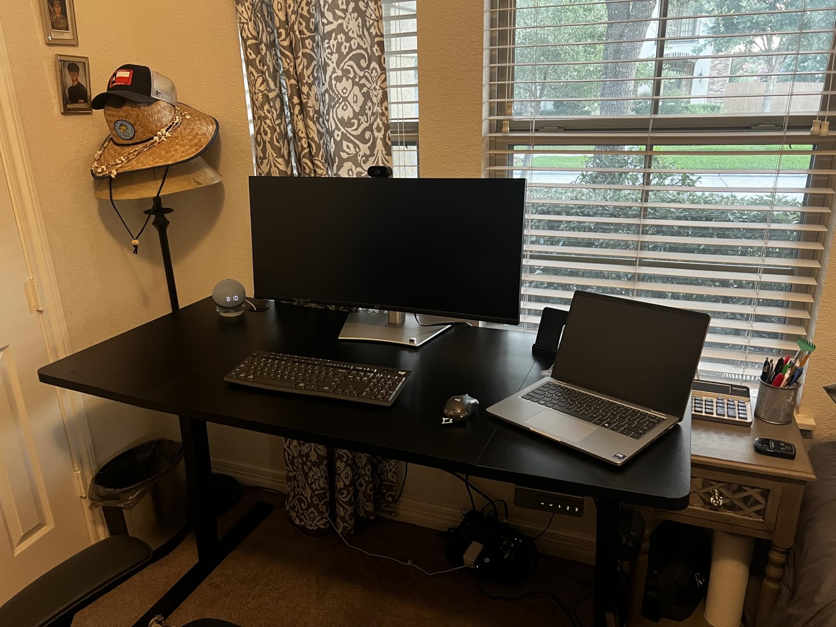 Black 60x28 in Electric Standing Desk, 1 Inch Thick Tabletop | Double Beam Frame, Holds 220lbs, Sit Stand, 3 Memory Height Adjustment, Extra Deep Table Top, Black Frame customer photo 2