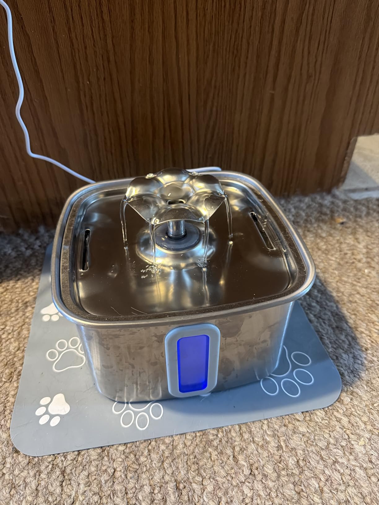 Veken Innovation Award Winner Stainless Steel Cat Water Fountain, 108oz | Automatic Pet Fountain Dog Water Dispenser with 3 Replacement Filters & Silicone Mat, Gifts for Cats, Dogs (Silver) customer photo 1
