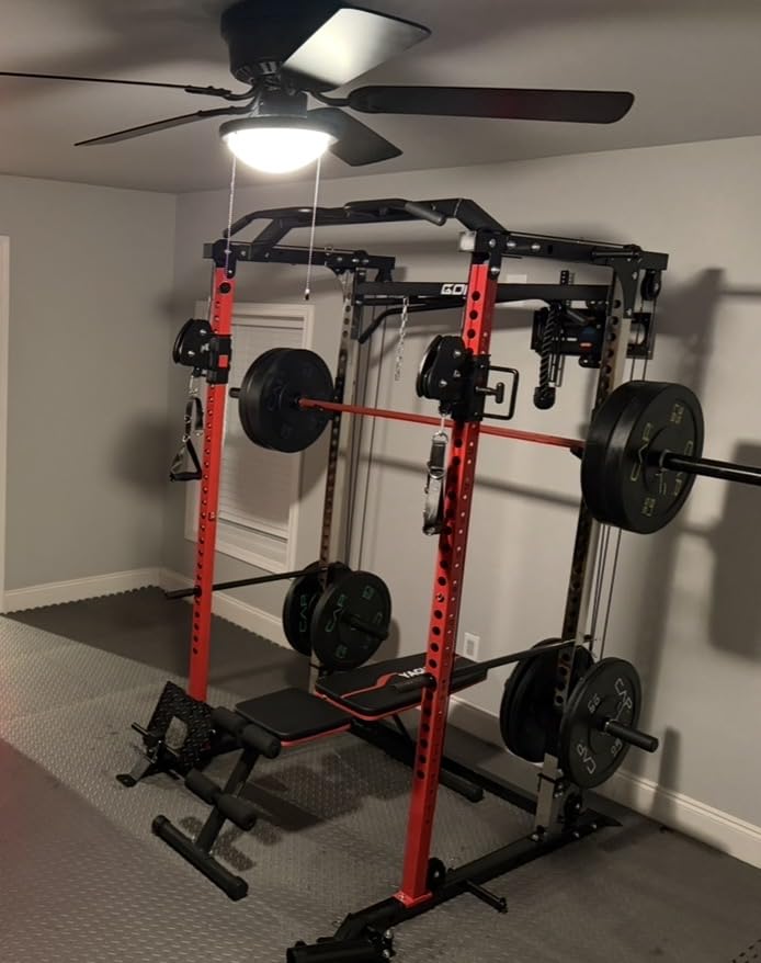 DP01 Power Cage, 2000LBS Squat Rack with Cable Crossover and Dual Independent Pulley System, Full Cage for Full Body Training, Power Rack with More Training Attachments for Home Gym customer photo 1