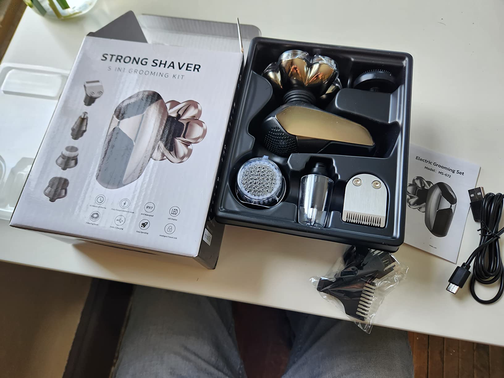 SHPAVVER Head Shavers for Bald Men: 5-in-1 Upgraded Electric Razor - IPX7 Waterproof Shaving Grooming Kit for Balder - Turbo Speed & Precision Blades (Ink Black) customer photo 2