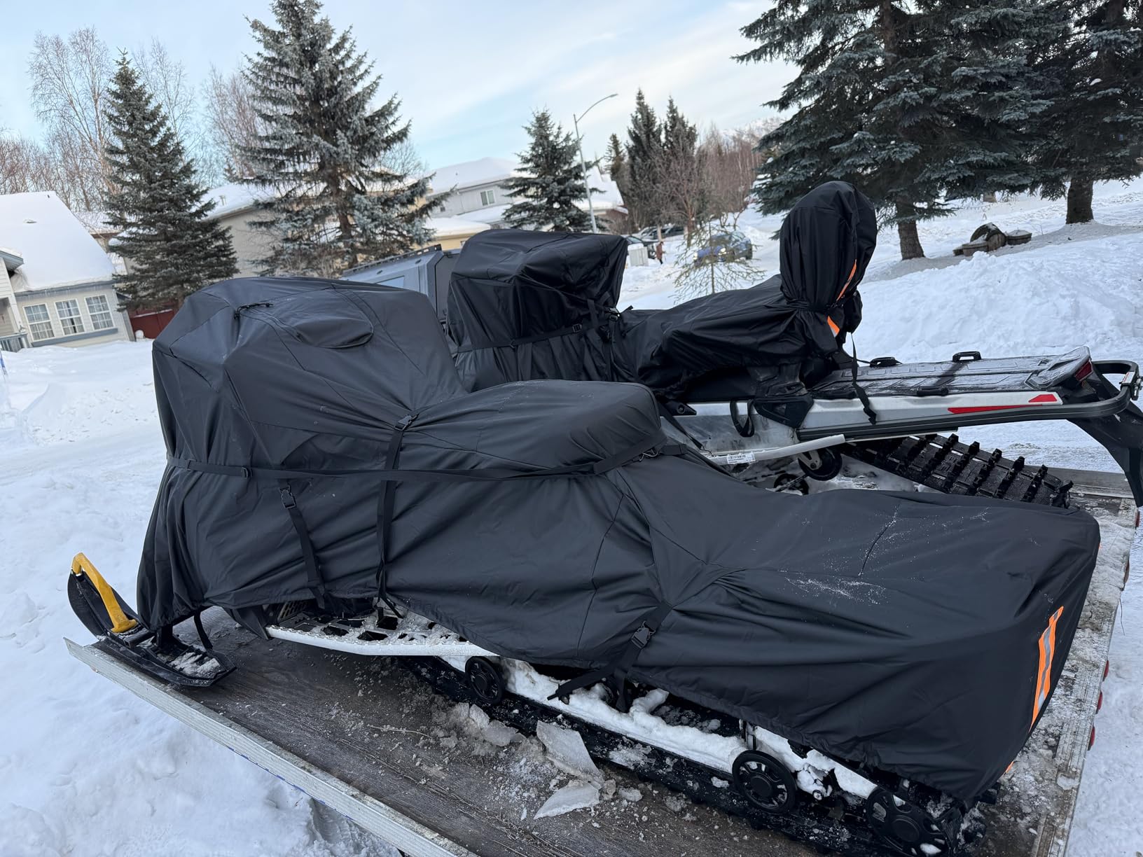 Comnova Snowmobile Cover 145 Inch - Premium 600D Outdoor Snowsled Cover, Heavy Duty & Waterproof All Weather Protection, Black customer photo 1