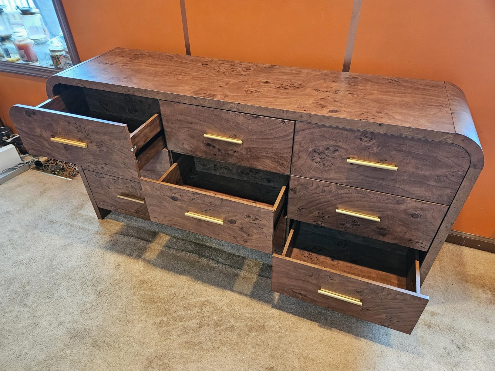 Curved 9-Drawer Dresser for Bedroom, 63