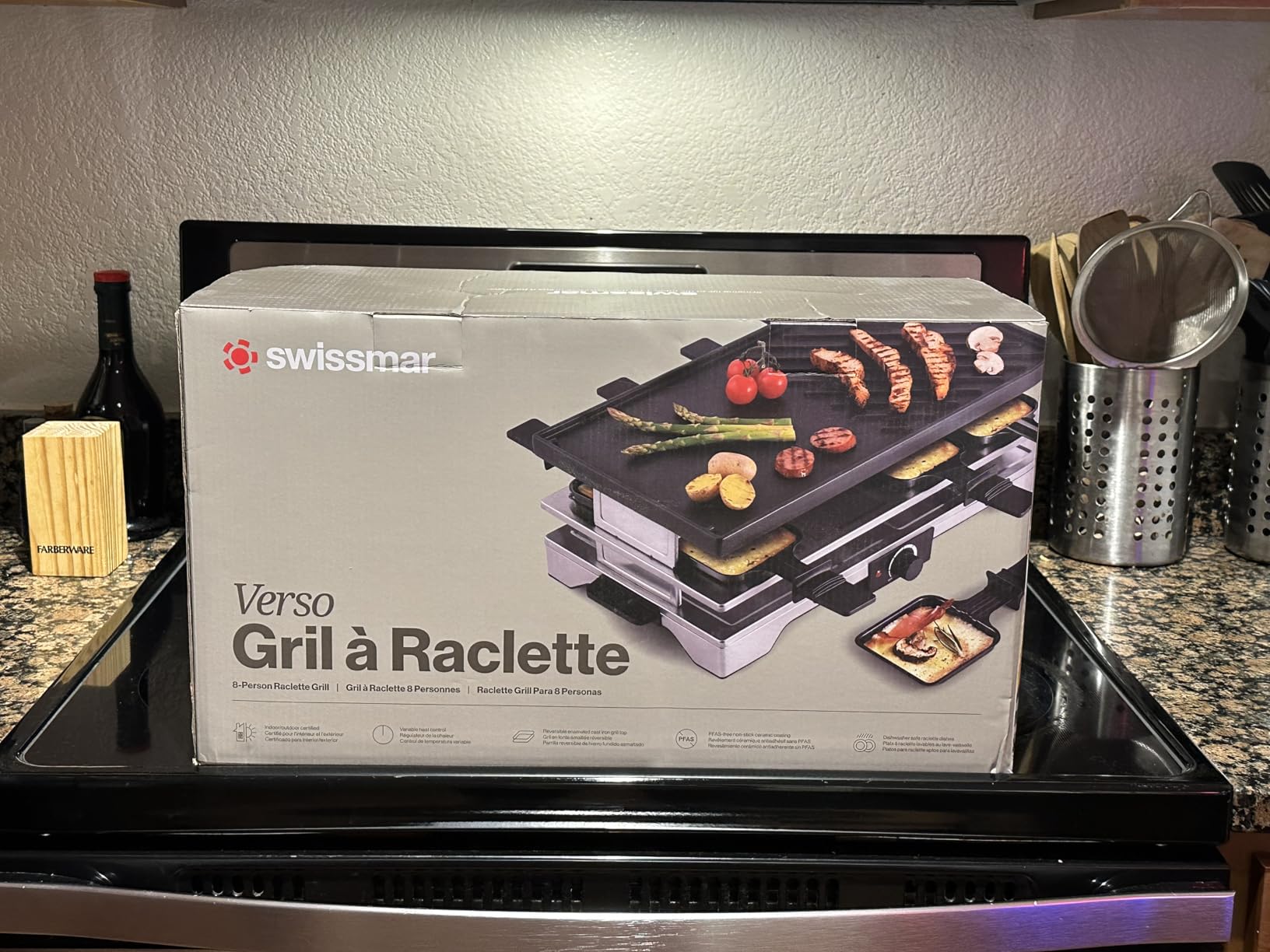 Swissmar Verso Indoor & Outdoor Raclette Grill with Cast Iron Reversible Griddle / Grill Top - 1700W Electric Raclette Set with PFAS-Free Nonstick Dishes, Variable Heat Control, 8-Person customer photo 2