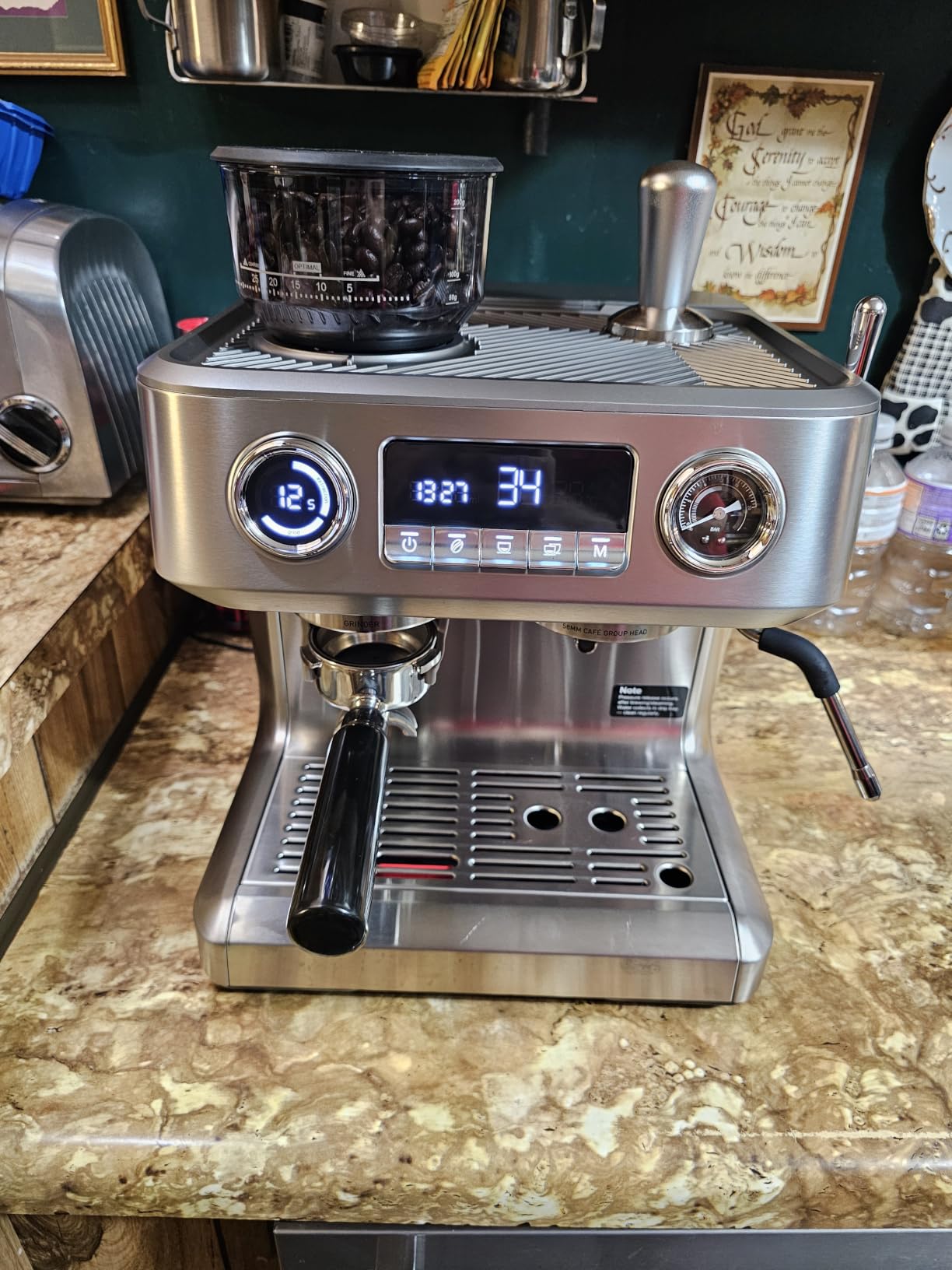 Kismile Dual Boiler Espresso Machine with Grinder, 20 Bar Espresso Maker with Milk Steamer & Hot Water, Dual LED Display, Pressure Gauge, Burr Grinder, coffee Machine for Home&Office, Stainless Steel customer photo 1