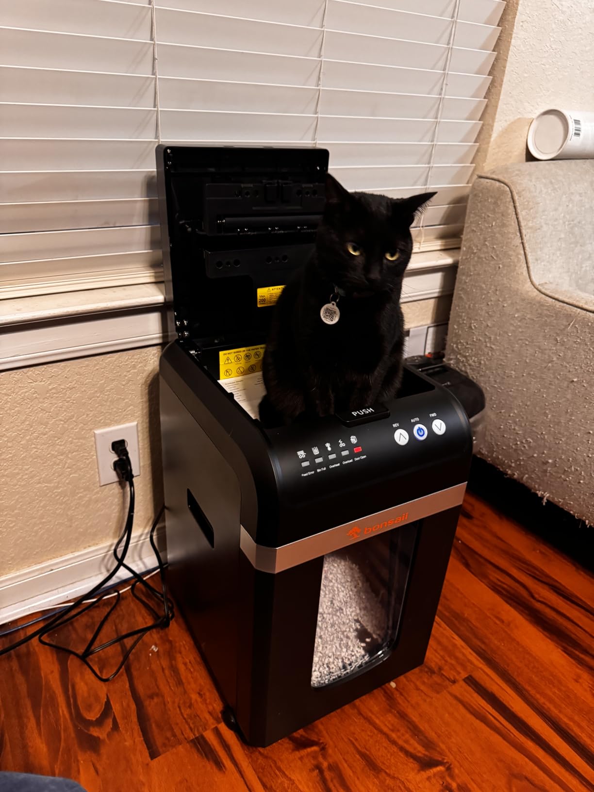 Bonsaii 200-Sheet Auto Feed Micro Cut Heavy Duty Paper Shredder for Office | 60-Min Nonstop Run, P4 High Security, Anti-Jam, 58dB Ultra-quiet, 8.1-Gal Bin with Casters, Large Commercial Shredder C283-A customer photo 2