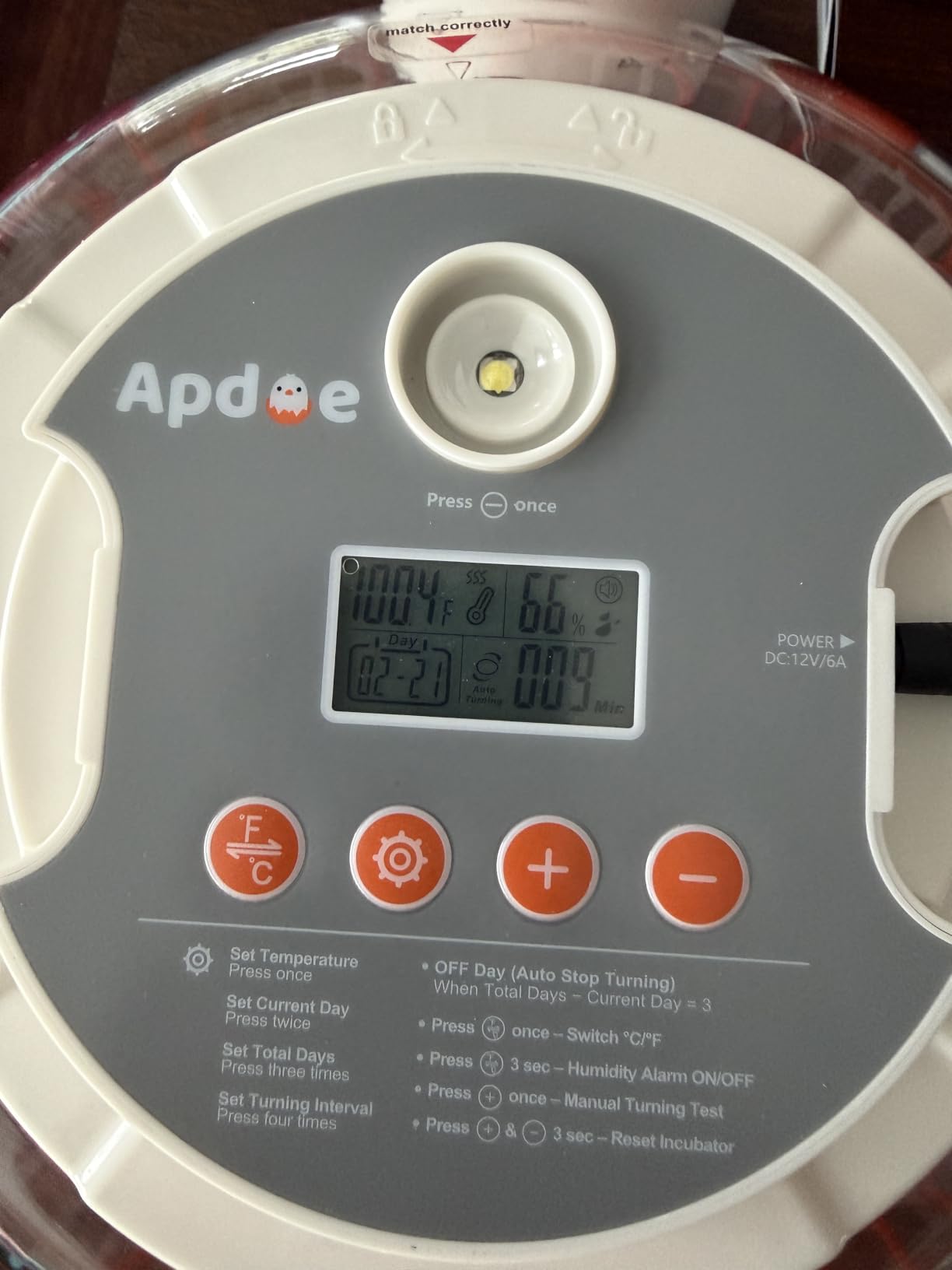 APDOE Egg Incubators for Hatching Eggs, Temperature and Humidity Control, Automatic Egg Turning, Egg Candler, External Water Bottle, Air Vent, for Chicken, Duck & Quail Eggs, 18 Eggs customer photo 1
