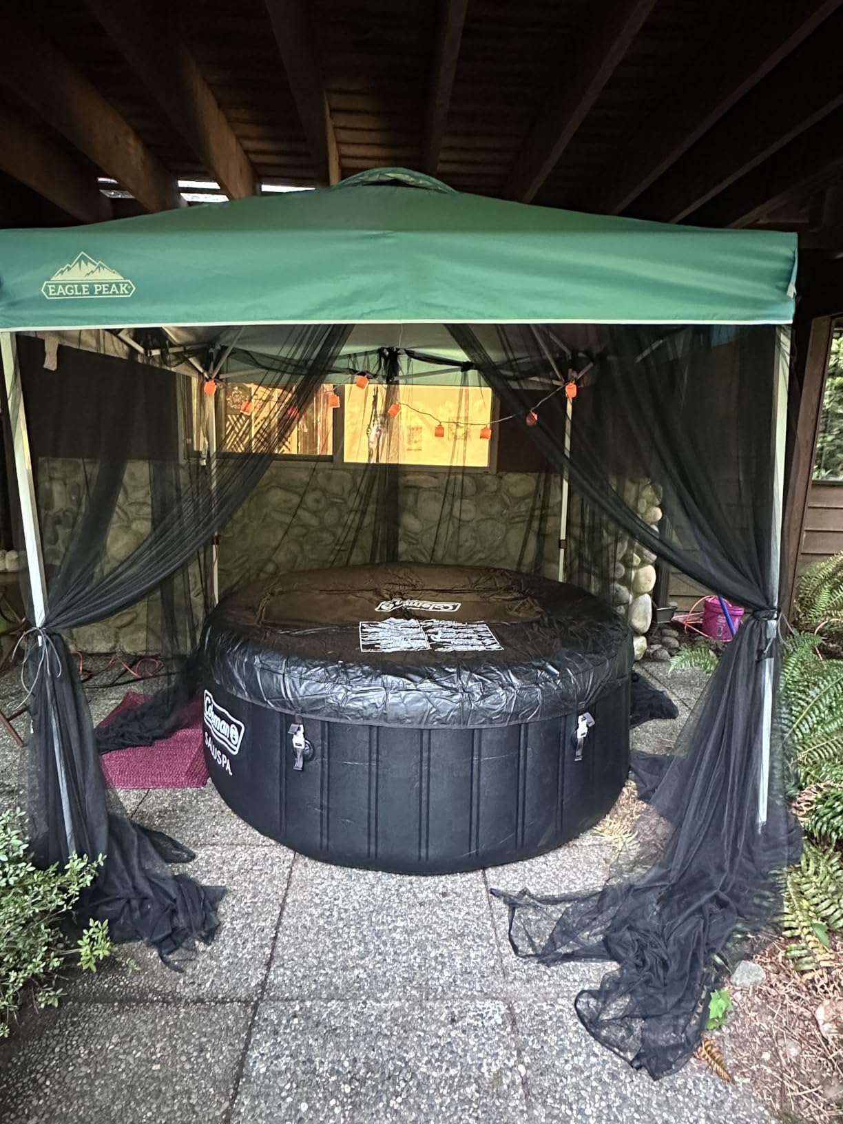 Coleman SaluSpa Miami Energy-Efficient AirJet 2-4 Person Inflatable Hot Tub | Smart Portable Outdoor Spa with Built-in EnergySense Insulation and 120 Massage Jets, 71