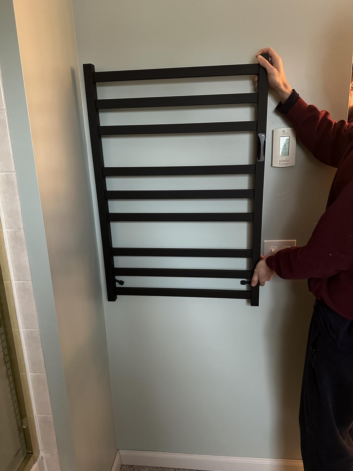 9-Bar Towel Warmer, Wall-Mounted Electric Heated Rack for Bathroom, 24-Hour Timer Smart Switch, 304 Stainless Steel Heated Towel Holder, Hard Wired and Plug in Electric Heated Dryer customer photo 2