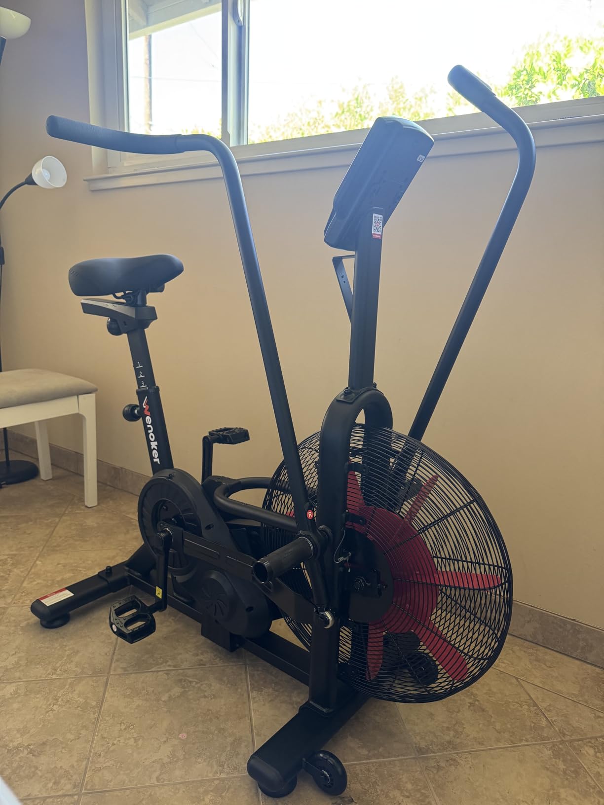 Wenoker Exercise Bike, Air Bike with Smart APP, ISCC PLUS Certified, Dual Action Handlebars Stationary Fan Bike 350LBS Capacity for Home Gym HIIT Full Body Workout customer photo 2