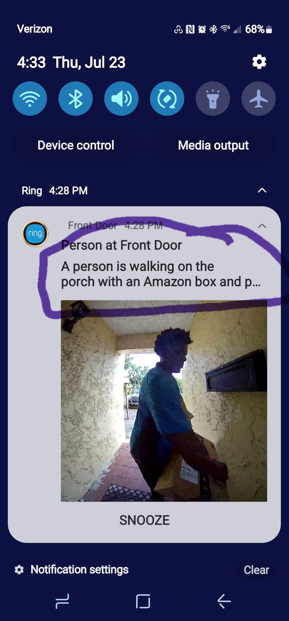 Ring Battery Doorbell (newest model) - Retinal 2K with wide-angle video, up to 6x Enhanced Zoom, Two-Way Talk, and Built-In Battery, Speckled White customer photo 1