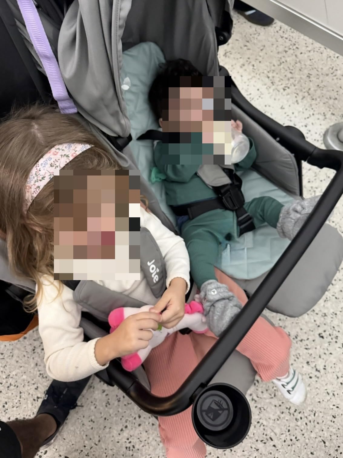 Joie Baby Rosemary Side-by-Side Double Stroller - Lightweight, Compact, and Comfortable Side-by-Side Stroller for Twins or Siblings (Shale & Thunder) customer photo 2