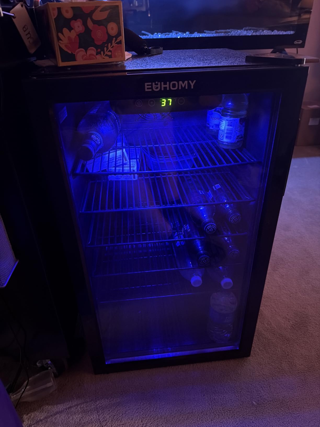 EUHOMY 130 Can Mini Fridge, Beverage Refrigerator with Glass Door, Black | 3.2 Cu.ft Capacity, 37°F to 61°F, Compressor Cooling, Digital Temperature Control, Removable Shelves, Home Bar Office Use customer photo 2