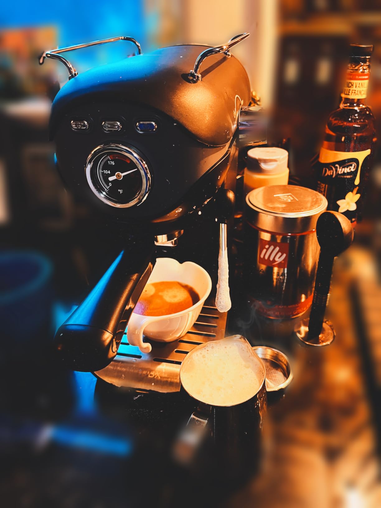 XIXUBX Espresso Machine, 20Bar Compact Espresso Maker with Milk Frother, PID Temperature Control, Low Vibration Coffee Maker for Small Kitchen, Home, Brews Latte, Cappuccino customer photo 2