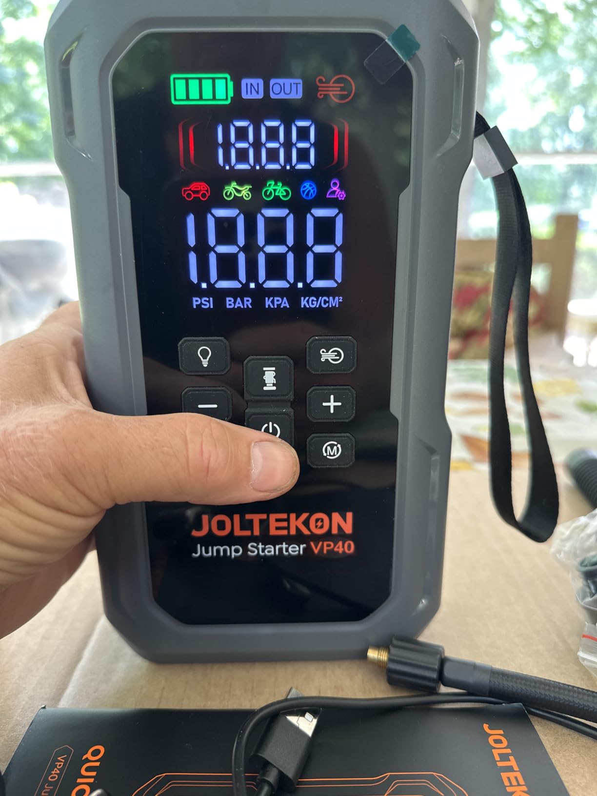 6000A 160PSI 9-in-1 Car Battery Jump Starter with Air Compressor & Air Blower (All Gas 12L Diesel), Battery Jumper Starter Portable Jump Box for Car Battery with 800LM Light/18W Fast Charge customer photo 1