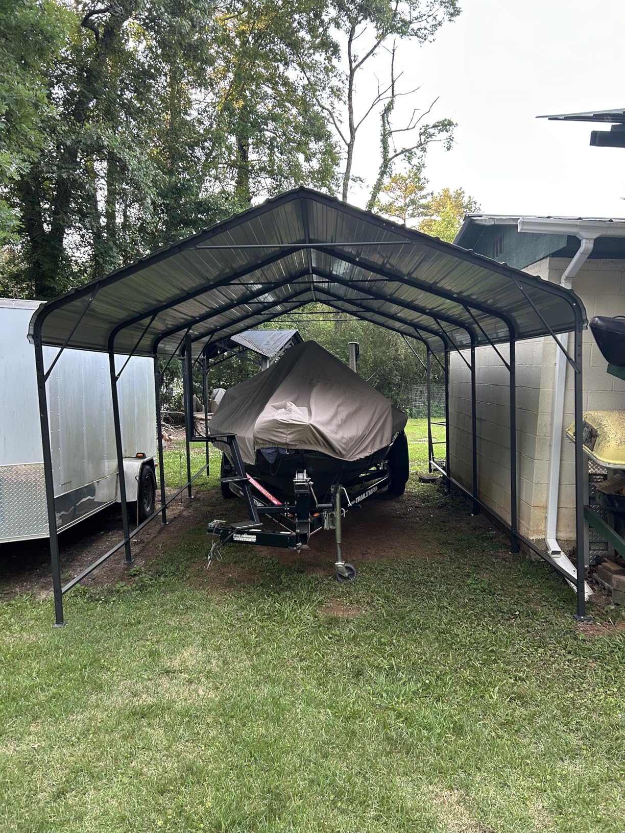 Shintenchi 20x20 FT Metal Carport, Oversized Carport Garage with Enhanced Base, Outdoor Galvanized Car Shelter, Heavy Duty Carports Canopy, for Car, Boats and Tractors, White customer photo 2