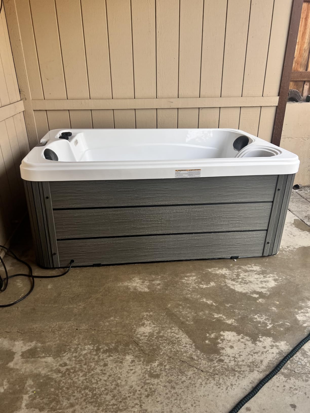 Jocisland 2 Person Outdoor Hot Tub with 15 Stainless Steel Jets, 110V Acrylic Plug & Play Hot Tub with LED Lights & Waterfall, Double Lounger Seat Spa with Cover, 2 Filters & 2HP Pump, Charcoal Gray customer photo 1
