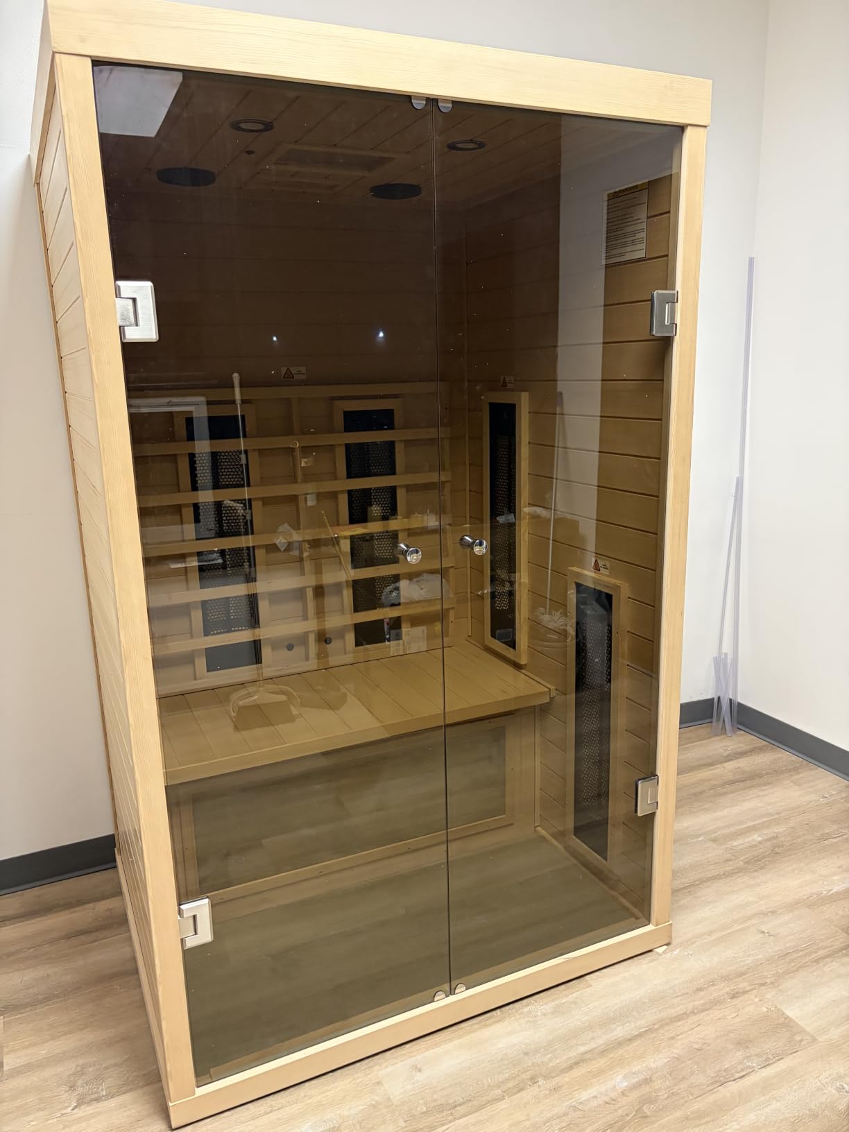 Ceramic Infrared Sauna 2 Person Infrared Sauna w/Red Light Therapy | Far & Near Infrared Sauna Indoor, Low EMF Infrared Sauna for Home Spa, Deluxe Glass Home Sauna with Granite Backdrop customer photo 2