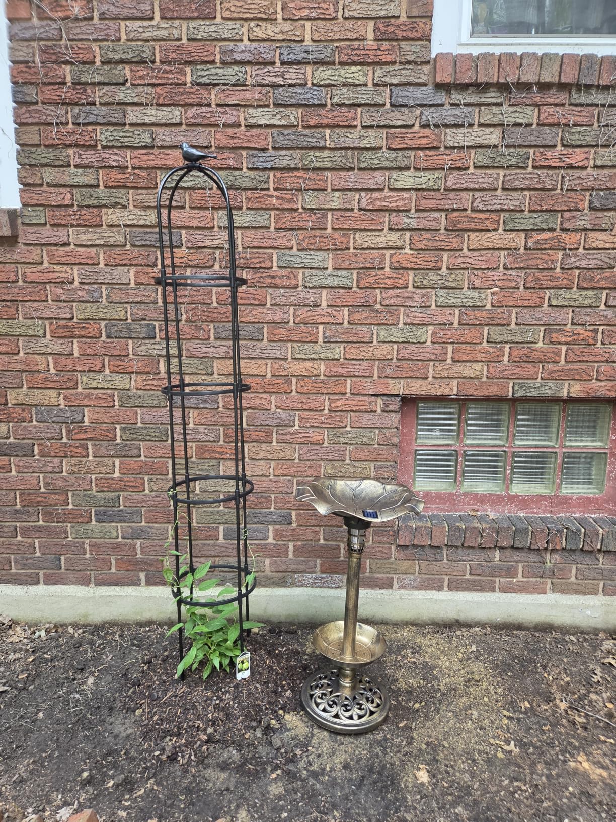 Best Choice Products Outdoor Solar Lighted Pedestal Bird Bath Fountain Decoration w/Planter, Integrated Panel, Scroll Accents for Lawn, Garden - Peacock Blue customer photo 2