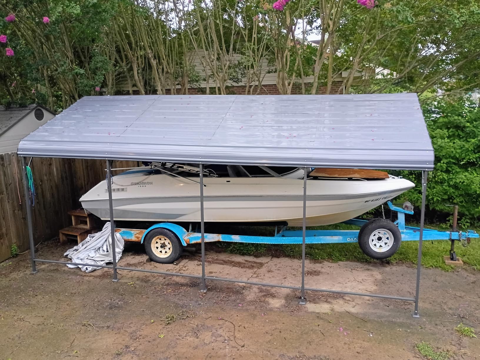 Shintenchi 12x20 FT Metal Carport, Oversized Carport Garage with Enhanced Base, Outdoor Galvanized Car Shelter, Heavy Duty Carports Canopy, for Car, Boats and Tractors, Grey customer photo 1