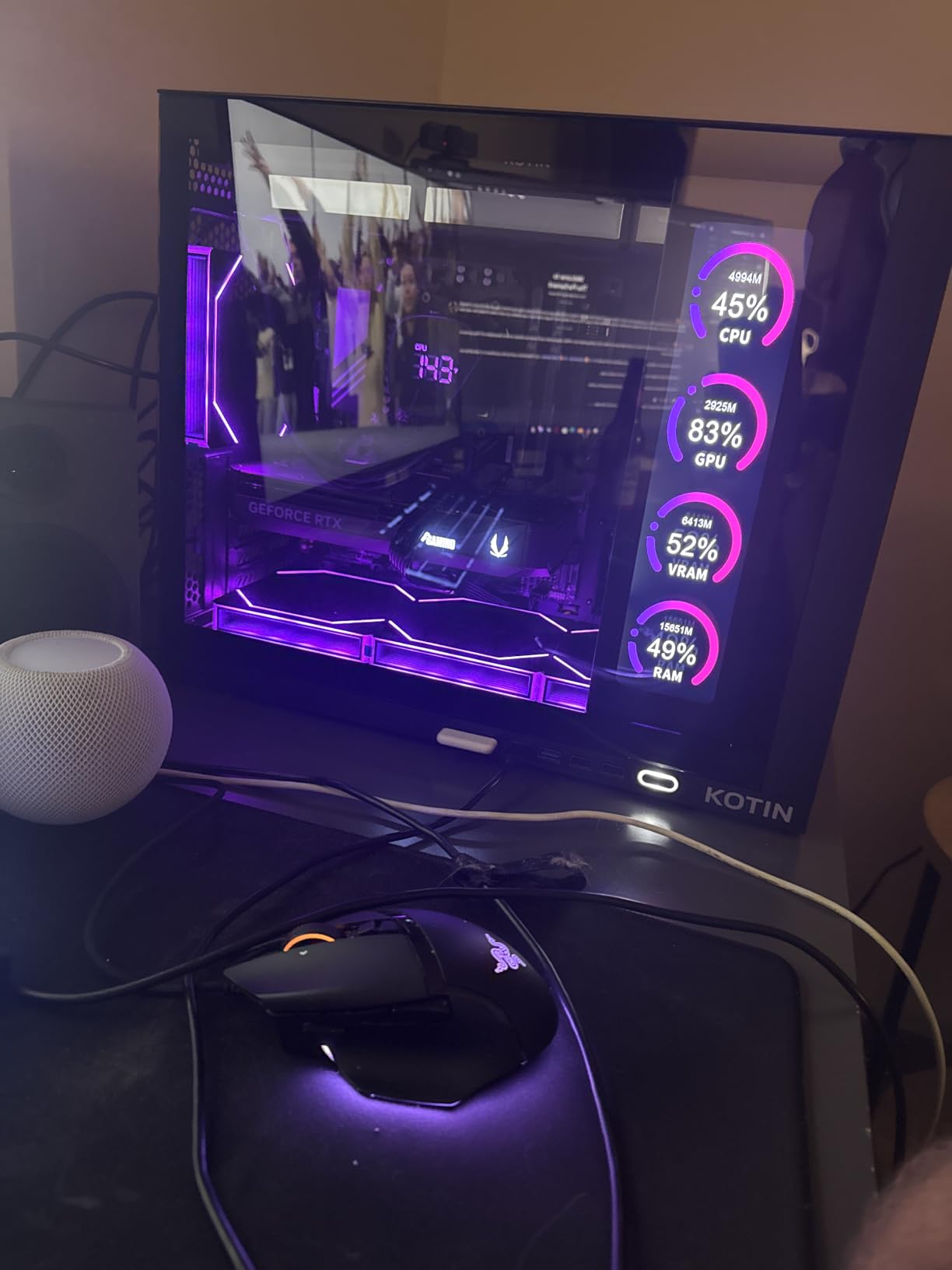 KOTIN Prebuilt Gaming PC RTX 5070 12GB, Ryzen 7 9700X, 32GB DDR5, 1TB SSD | 11.3in Smart Display, 850W 80+ Gold PSU, 360mm Liquid Cooler, WiFi 7, 1440p 4K ARGB Windows 11 Gaming Desktop Computer customer photo 1