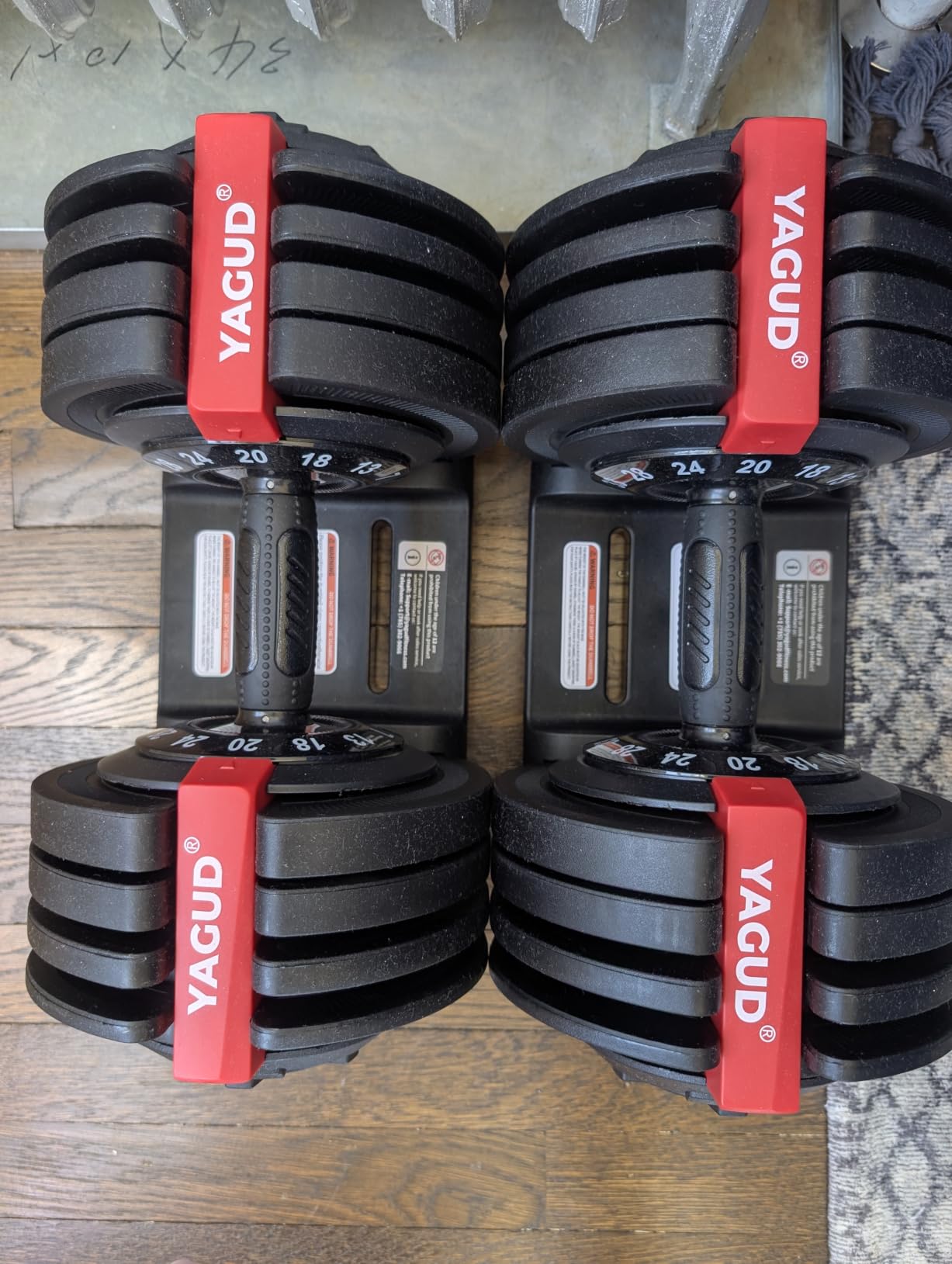 Yagud Adjustable Dumbbell Set, Adjustable Weights Dumbbells, 52.5/90 lbs | 12/16 Levels Adjust, 1 Hand Rotation, Safety Lock System, Non-Slip Texture Grip, Space-Saving Design for Full-Body Home Gym customer photo 1