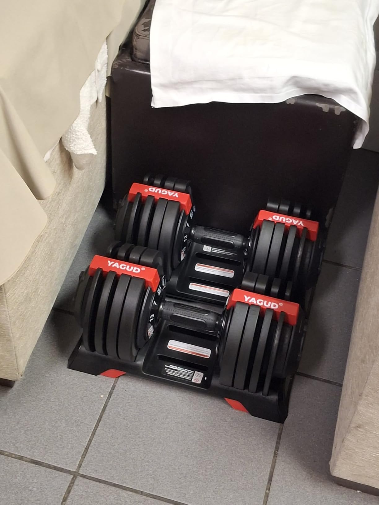 Yagud Adjustable Dumbbell Set, Adjustable Weights Dumbbells, 52.5/90 lbs | 12/16 Levels Adjust, 1 Hand Rotation, Safety Lock System, Non-Slip Texture Grip, Space-Saving Design for Full-Body Home Gym customer photo 2