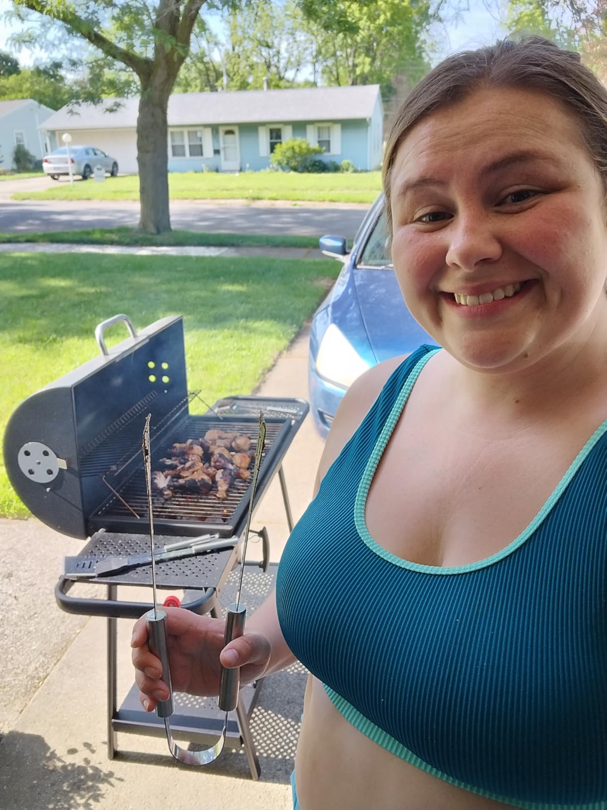 Realcook Charcoal Grill with Offset Smoker: Spacious Barrel Charcoal Grills with 800 Sq. In. Cooking Space - BBQ Offset Smoker Combo for Backyard Parties Weekend Barbecues Gatherings customer photo 2
