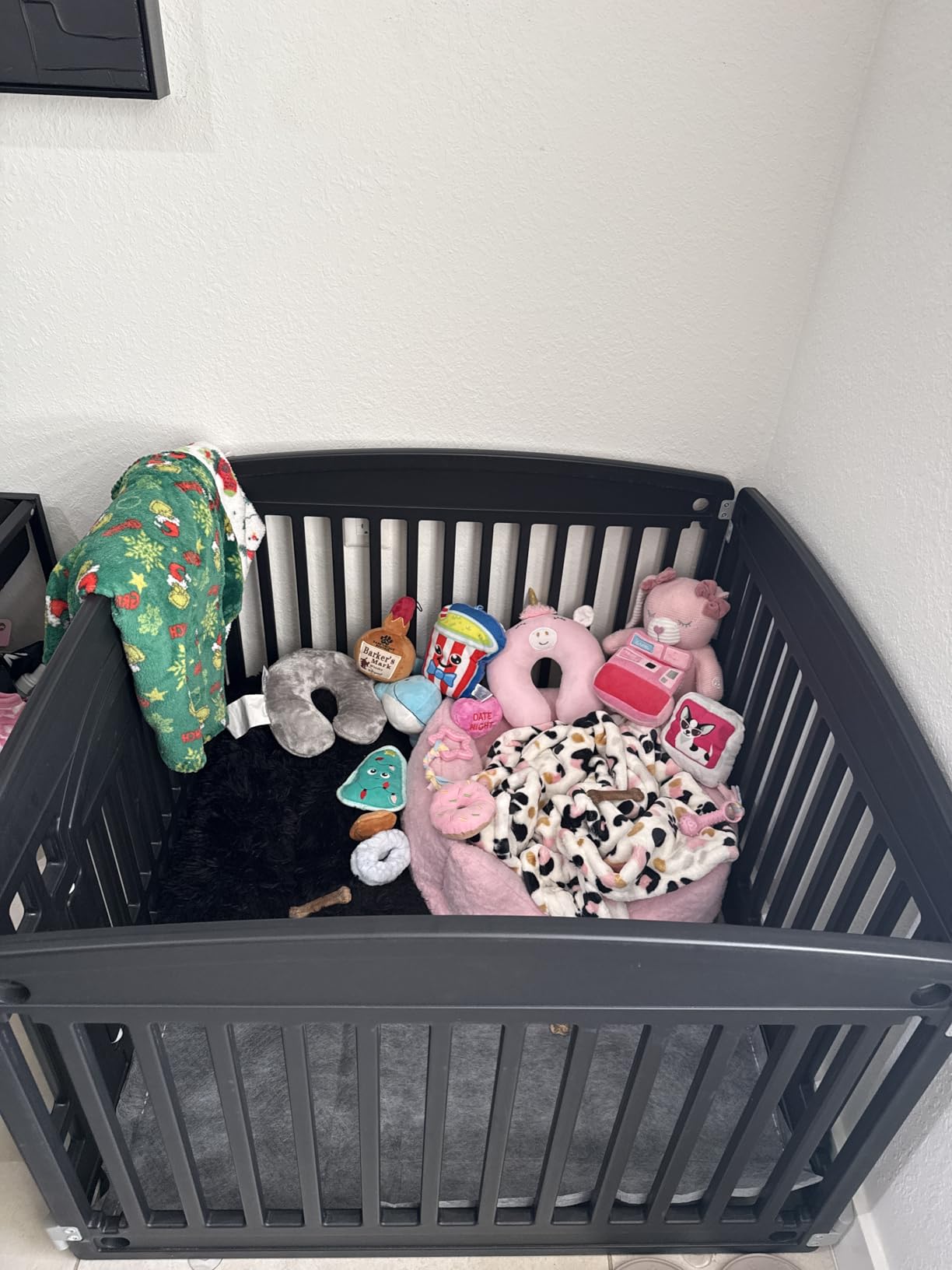 DUMOS Plastic Dog Playpen, 24 Inch 4 Panels Small Pet Fence Play Pen | Foldable, Indoor Outdoor Portable Exercise Playpen with Door, RV Camping, Puppy Small Medium Dog, Black customer photo 2