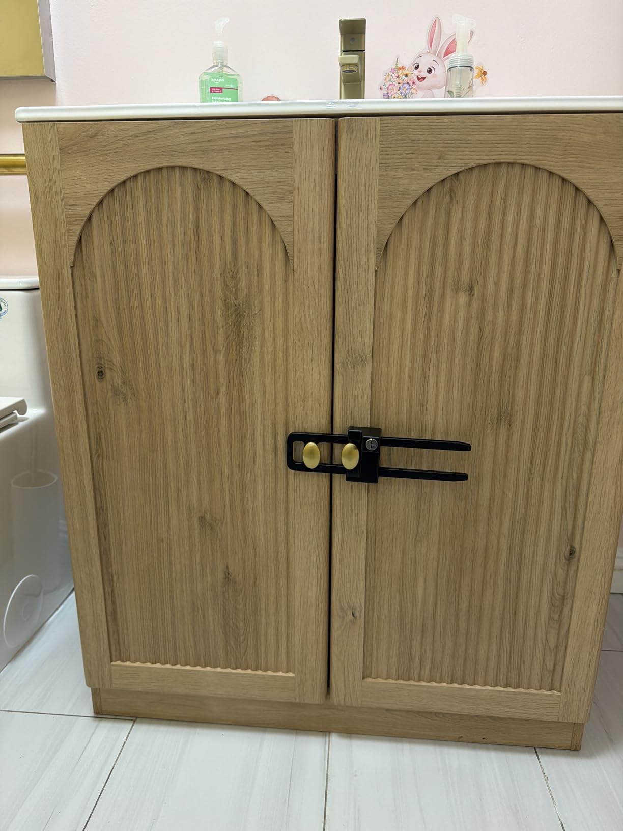 IFBUY 30 Inch Arched Bathroom Vanity with Sink, Fluted Design, Natural Oak | Modern Bathroom Vanity Cabinet w/Adjustable Storage Shelf, Freestanding Single Bathroom Vanity w/Ceramic Basin, Space-Saving customer photo 2